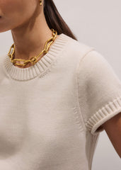 Vanilla Shrunken Straight Knit Baby Tee meandem