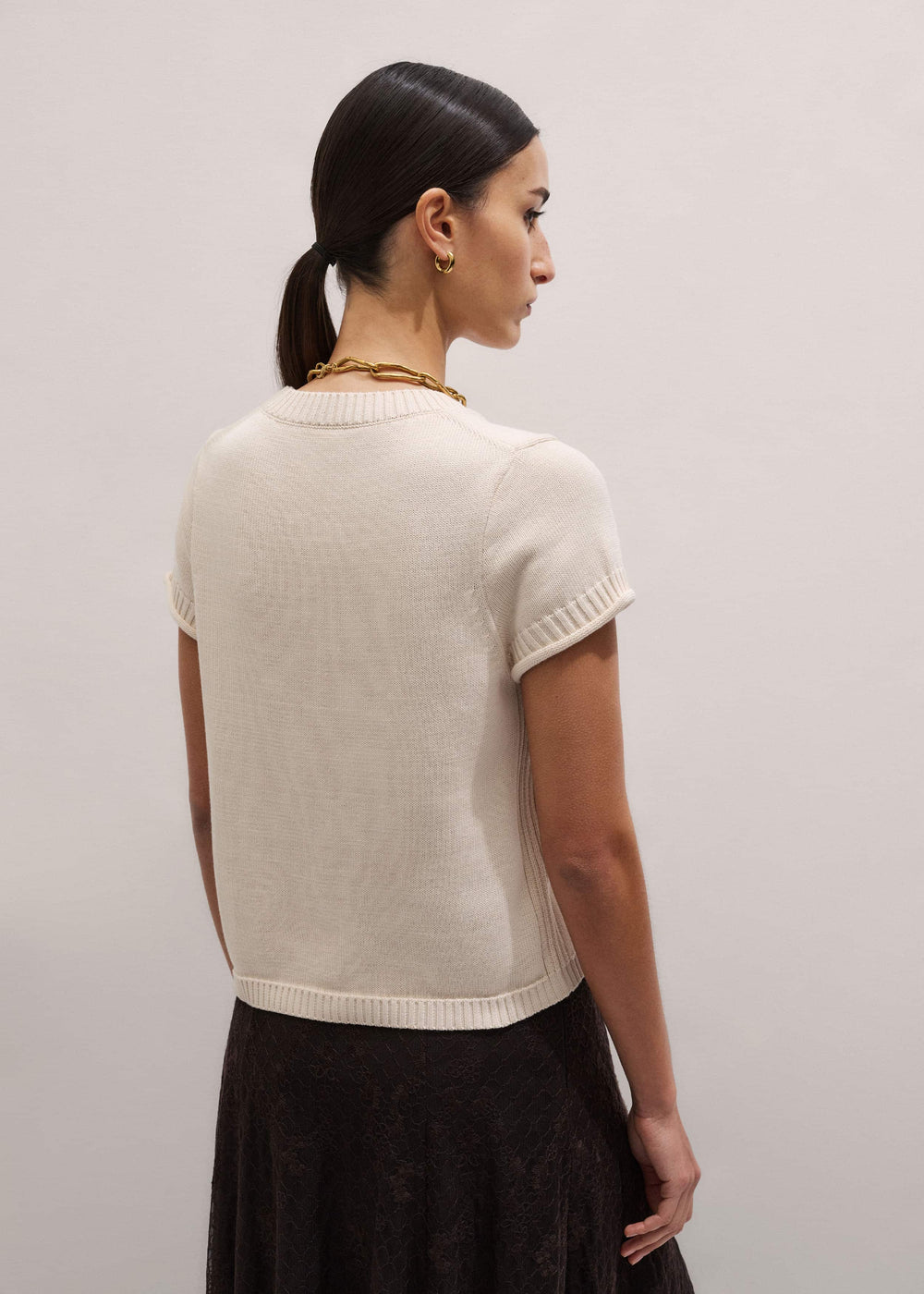 Vanilla Shrunken Straight Knit Baby Tee meandem