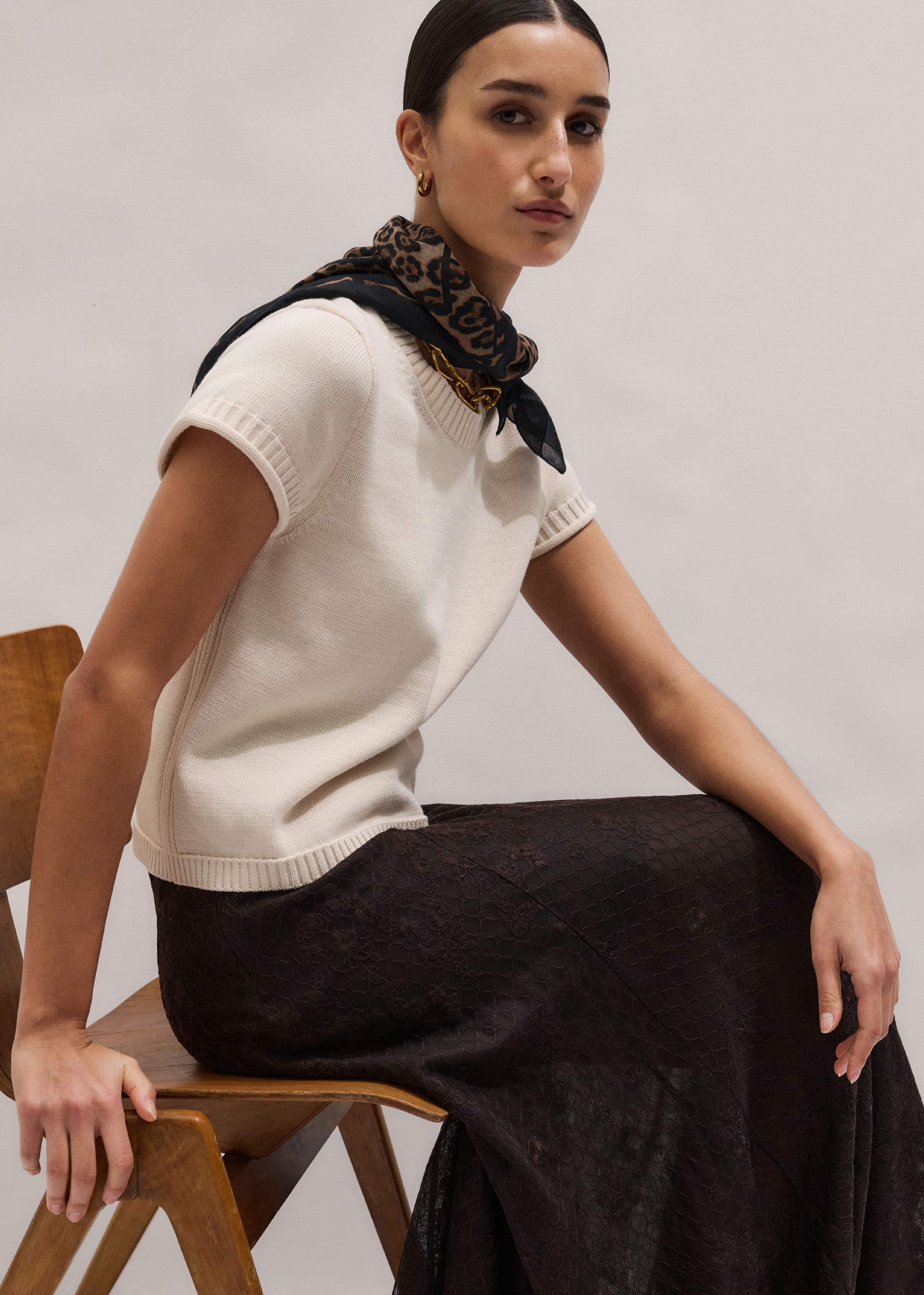 Vanilla Shrunken Straight Knit Baby Tee meandem