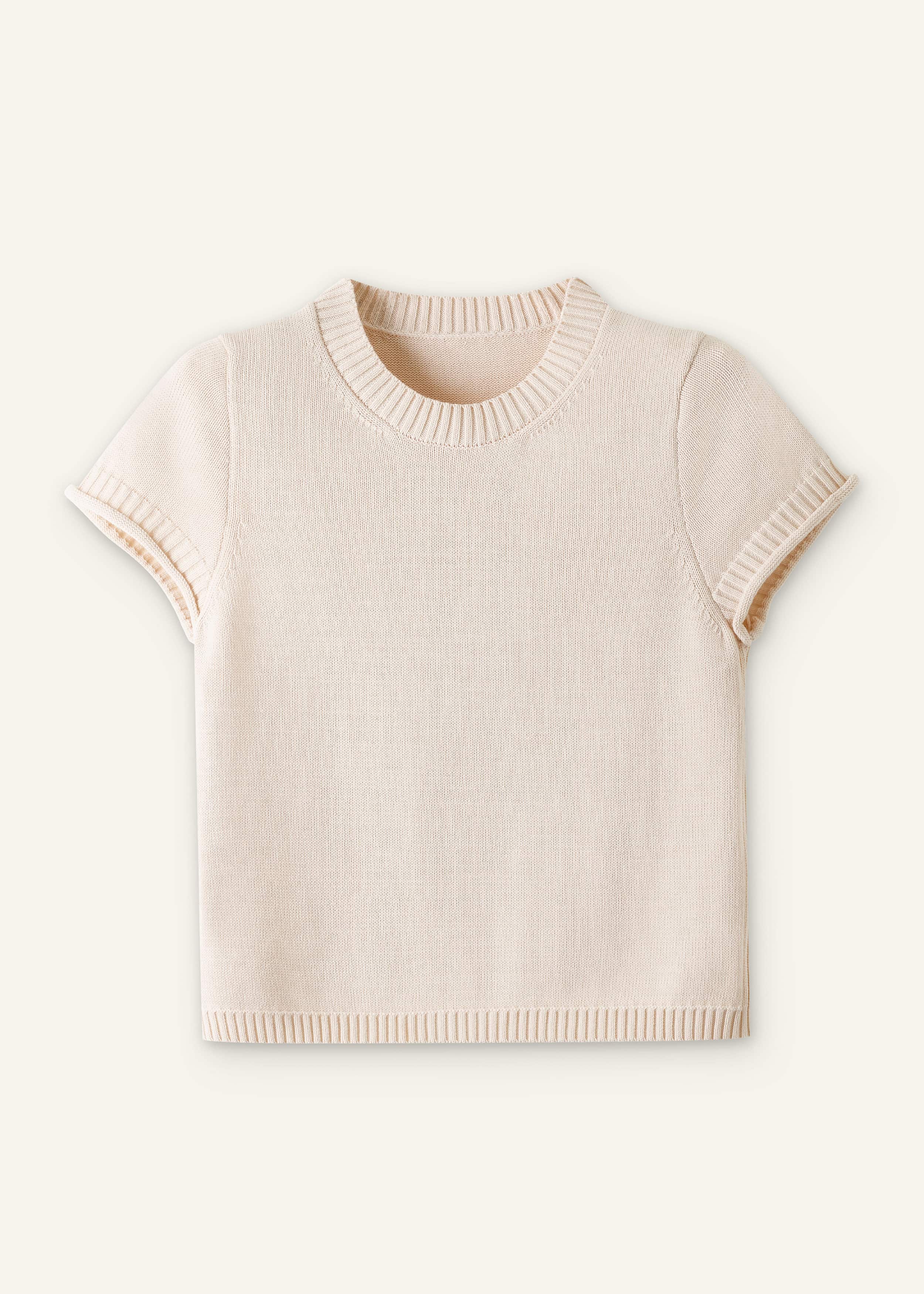 Vanilla Shrunken Straight Knit Baby Tee meandem
