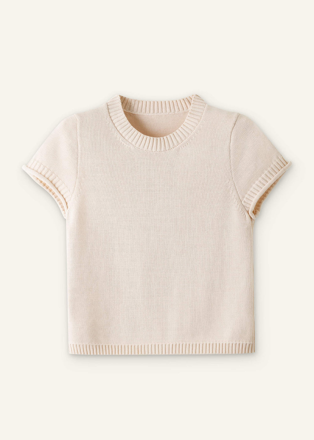 Vanilla Shrunken Straight Knit Baby Tee meandem