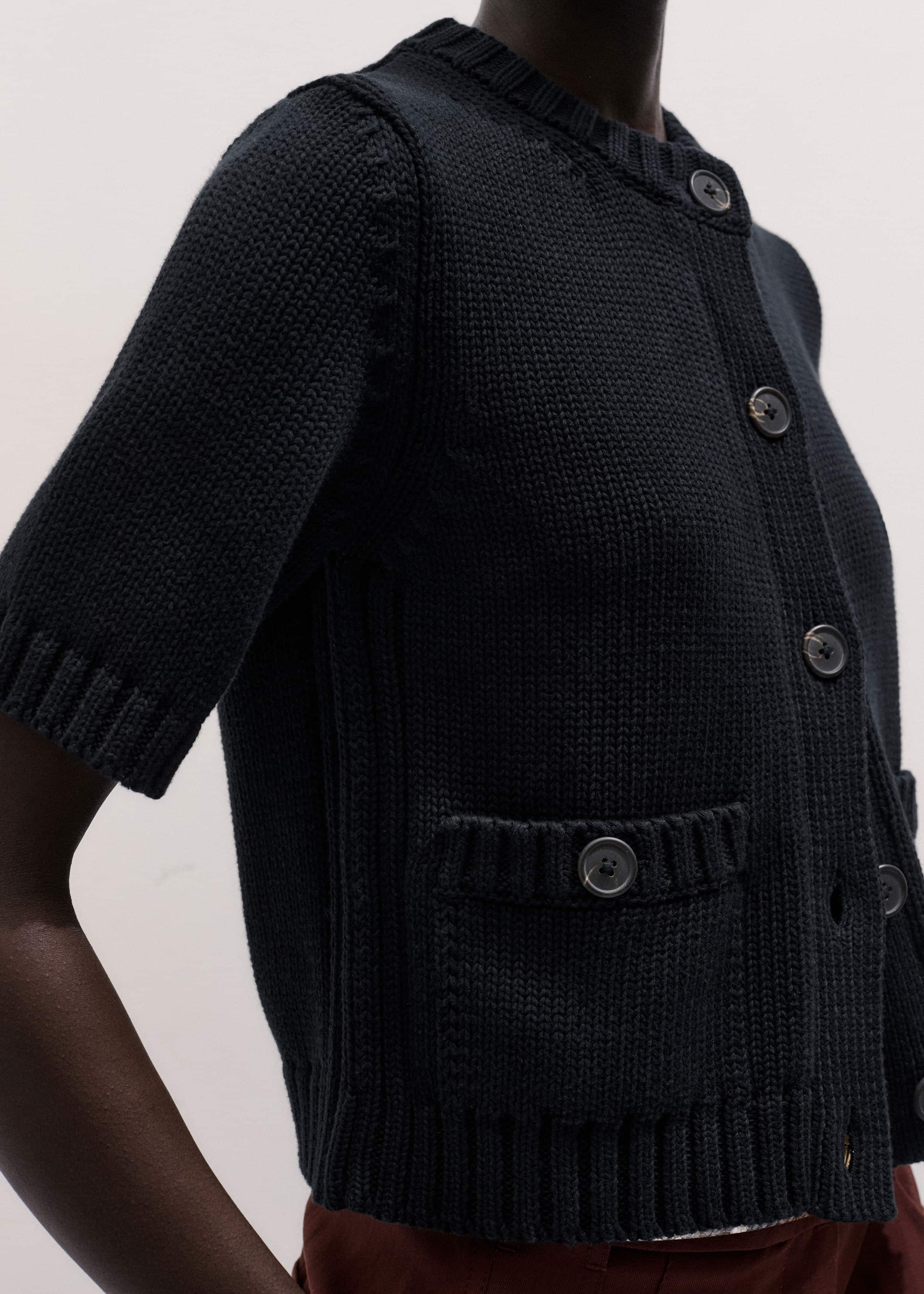 Black Straight Knit Cardigan meandem