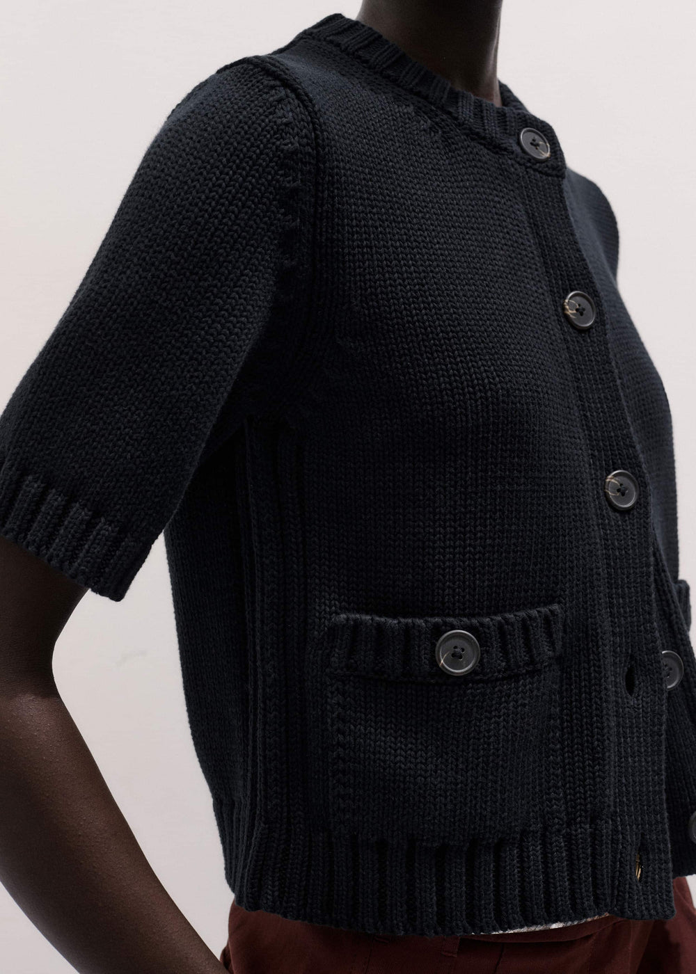 Black Straight Knit Cardigan meandem