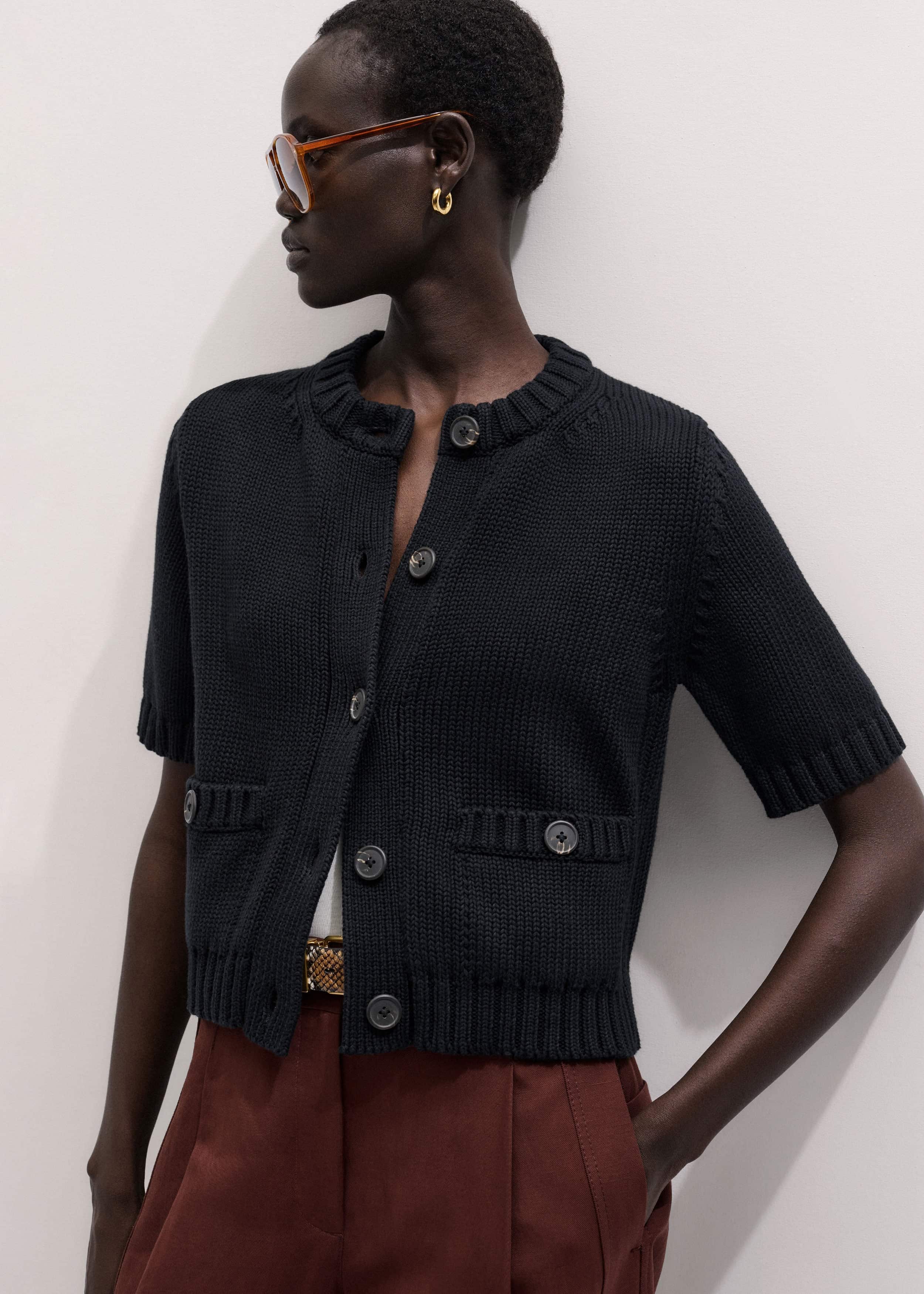Black Straight Knit Cardigan meandem