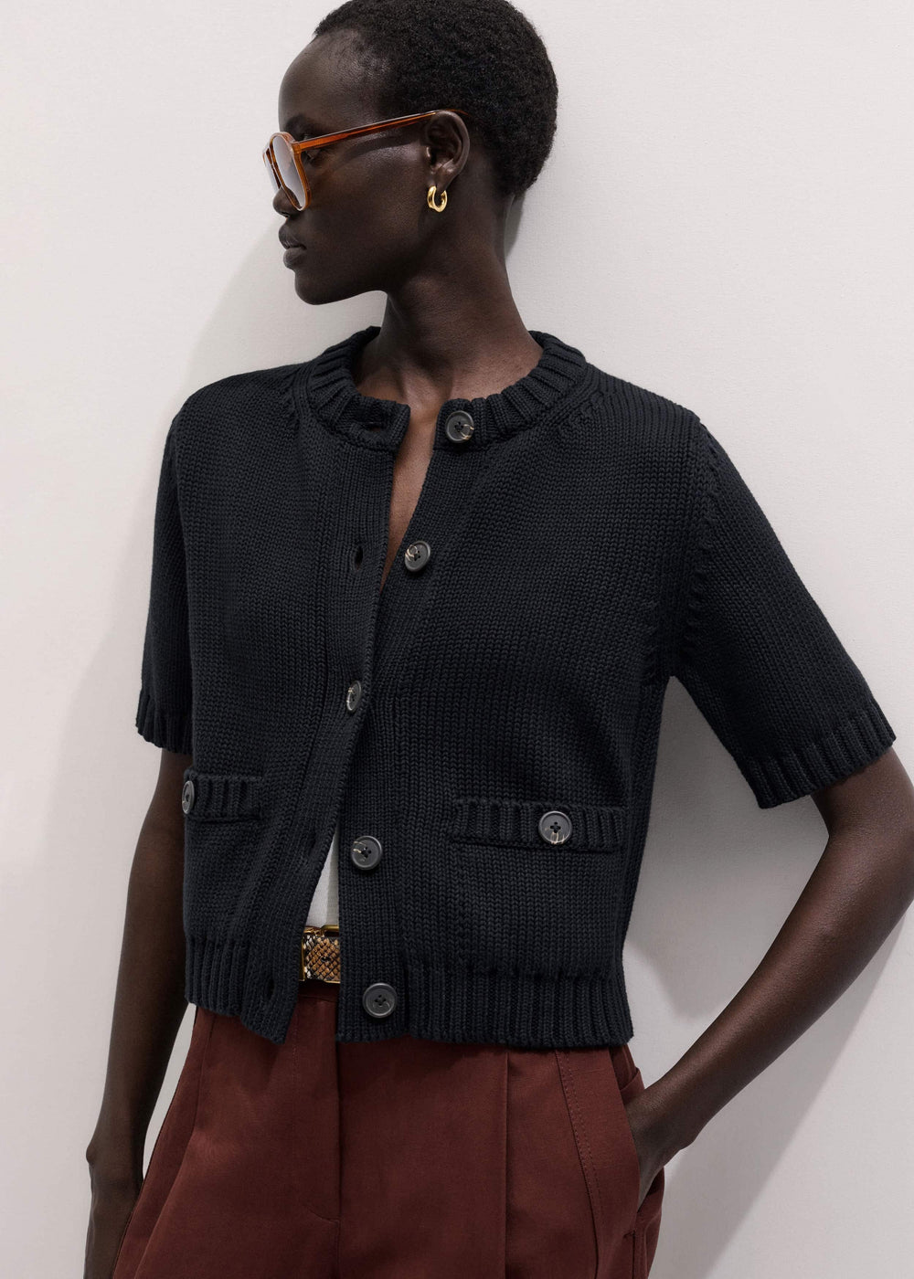 Black Straight Knit Cardigan meandem