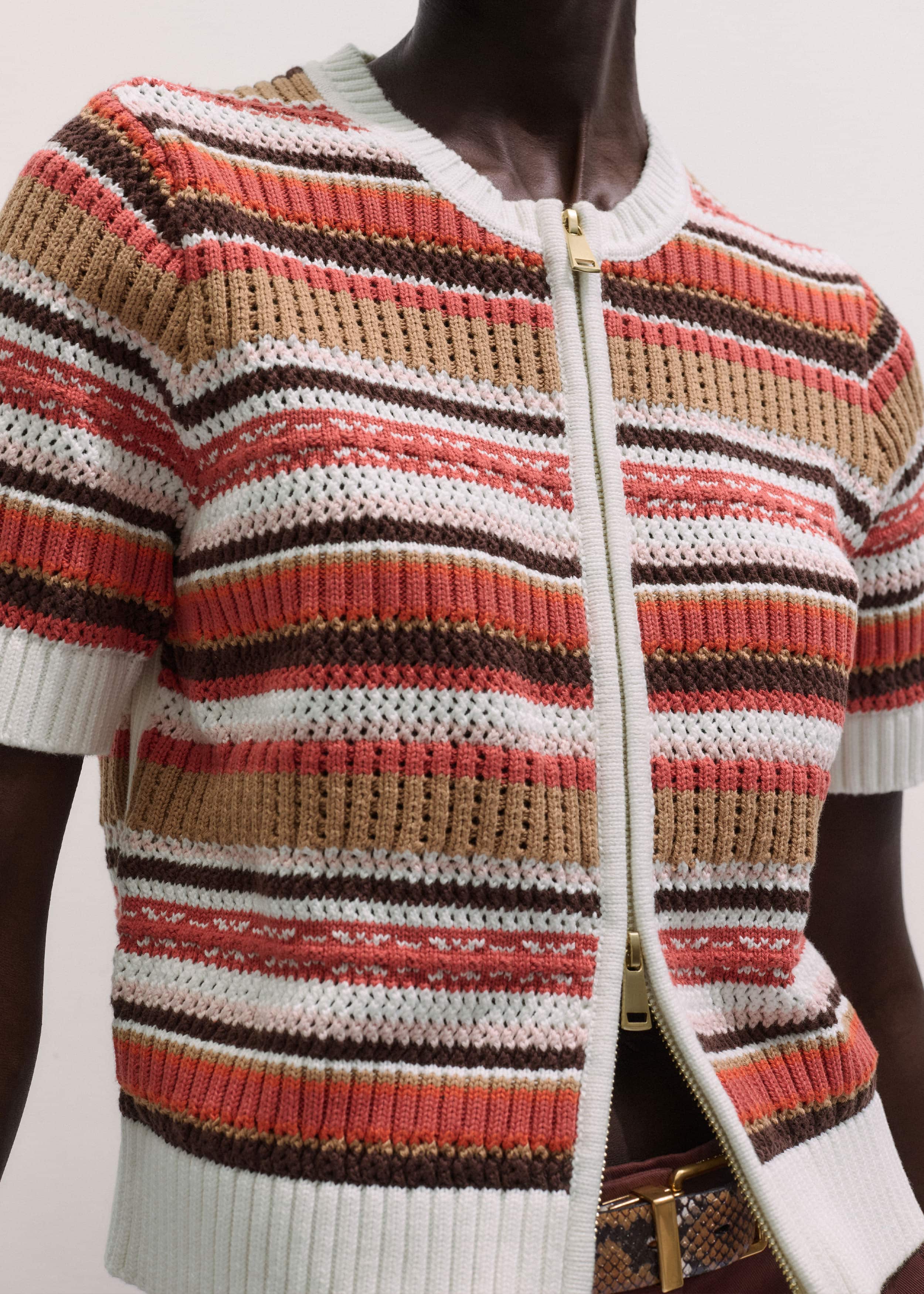 Cinnamon Brown Double Zip Knit Tee meandem