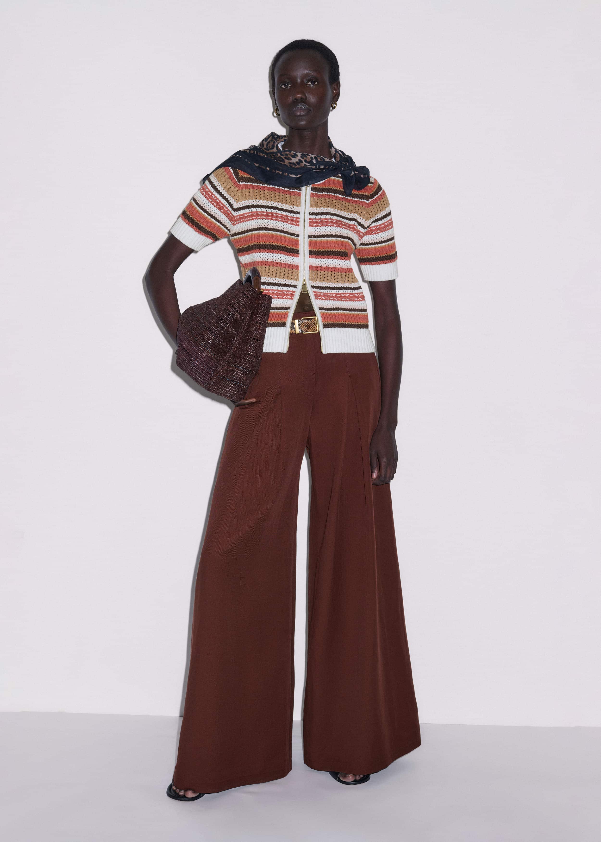 Cinnamon Brown Double Zip Knit Tee meandem