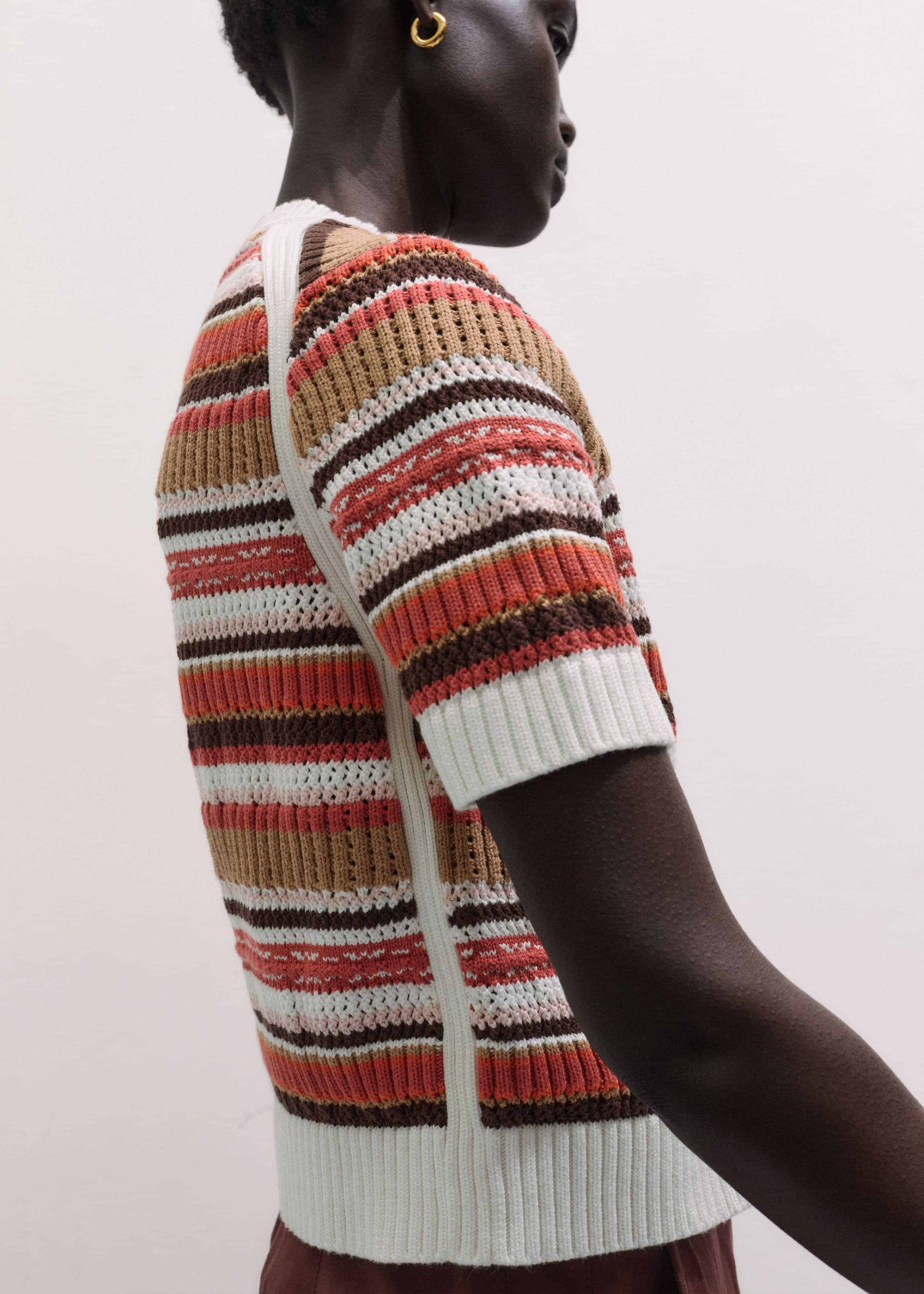 Cinnamon Brown Double Zip Knit Tee meandem