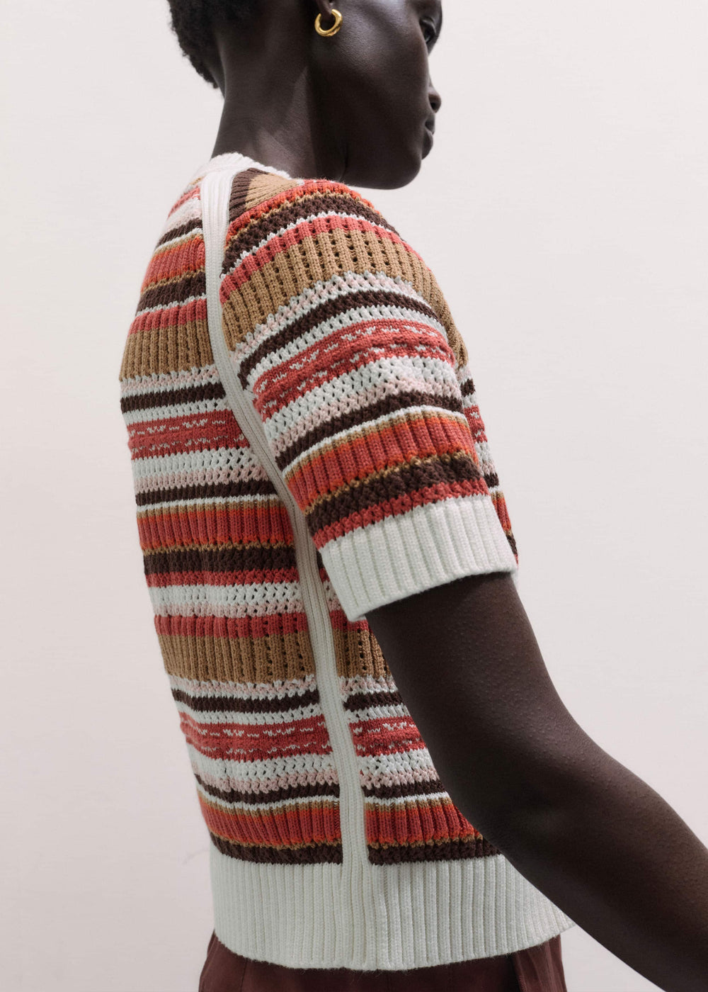 Cinnamon Brown Double Zip Knit Tee meandem