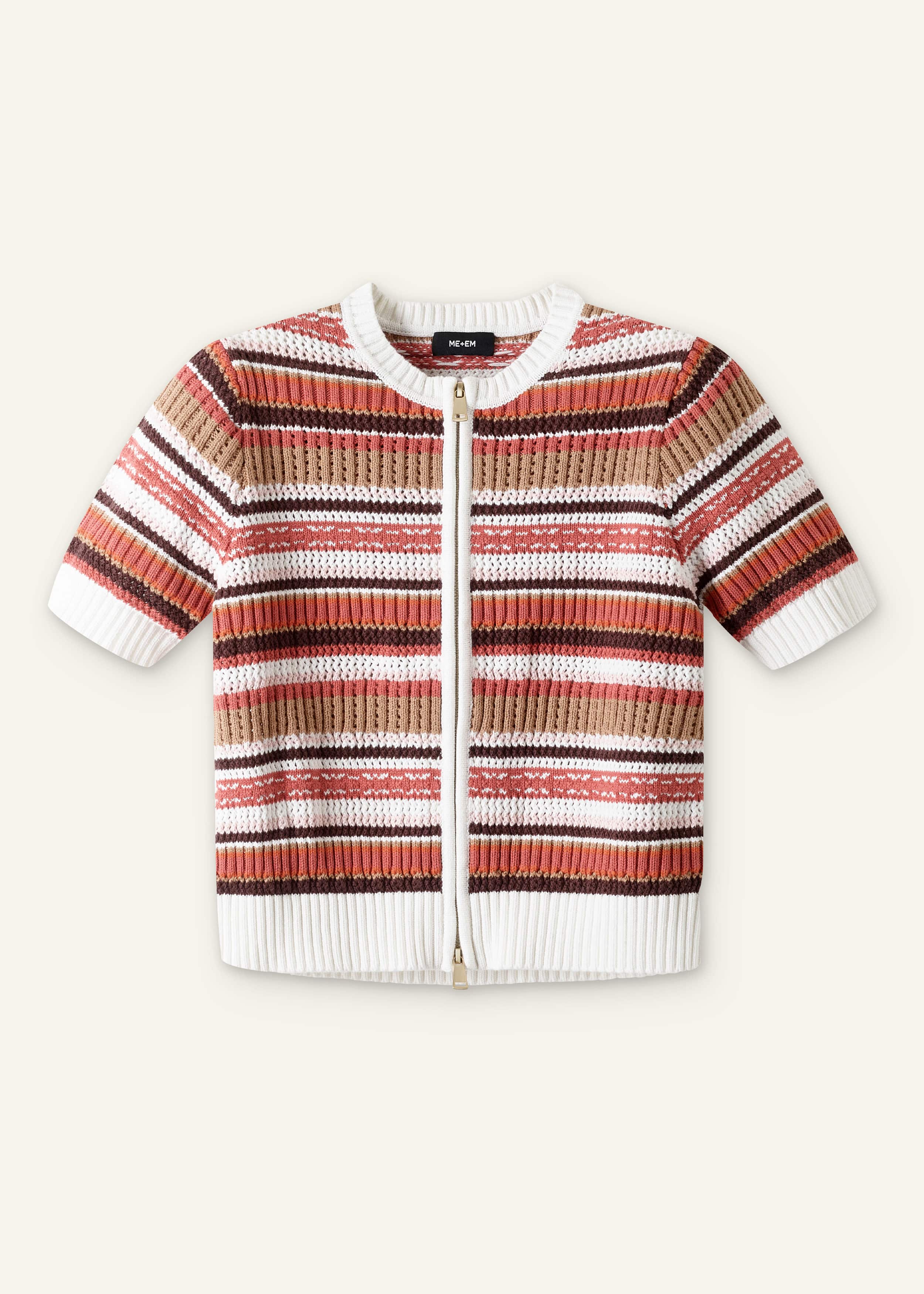 Cinnamon Brown Double Zip Knit Tee meandem