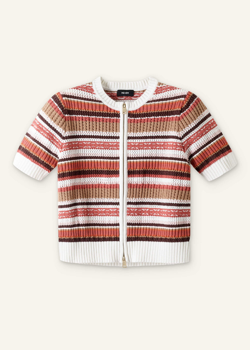 Cinnamon Brown Double Zip Knit Tee meandem