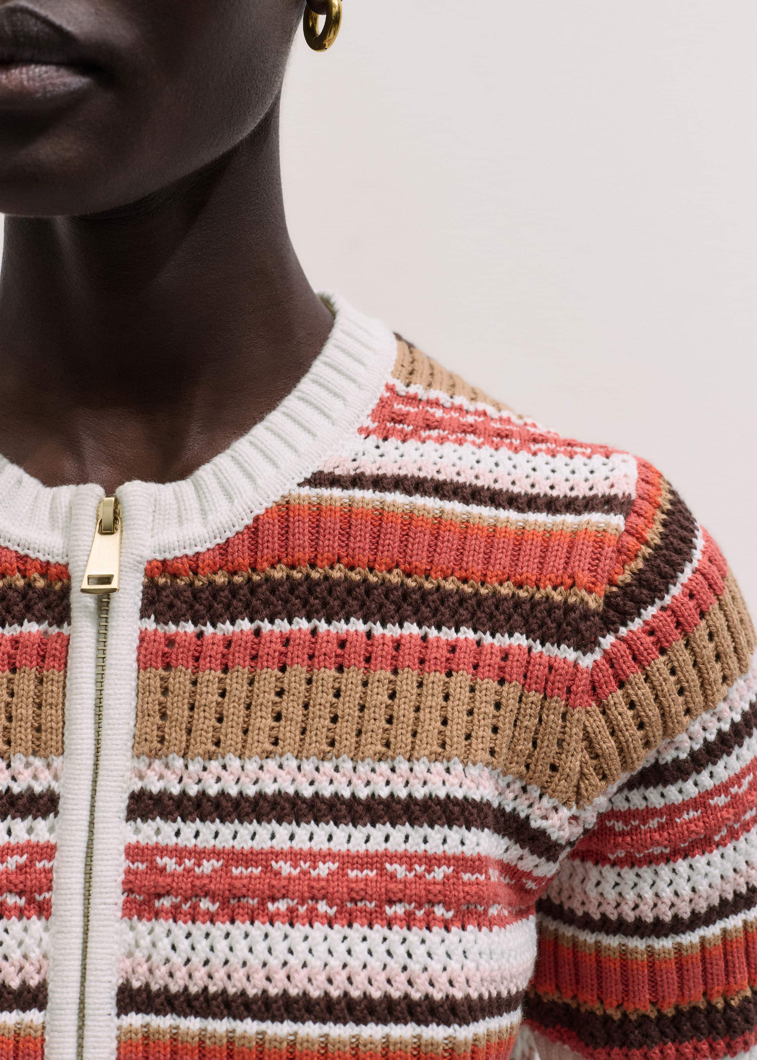Cinnamon Brown Double Zip Knit Tee meandem