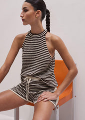 Brown Stripe Halterneck Tank meandem
