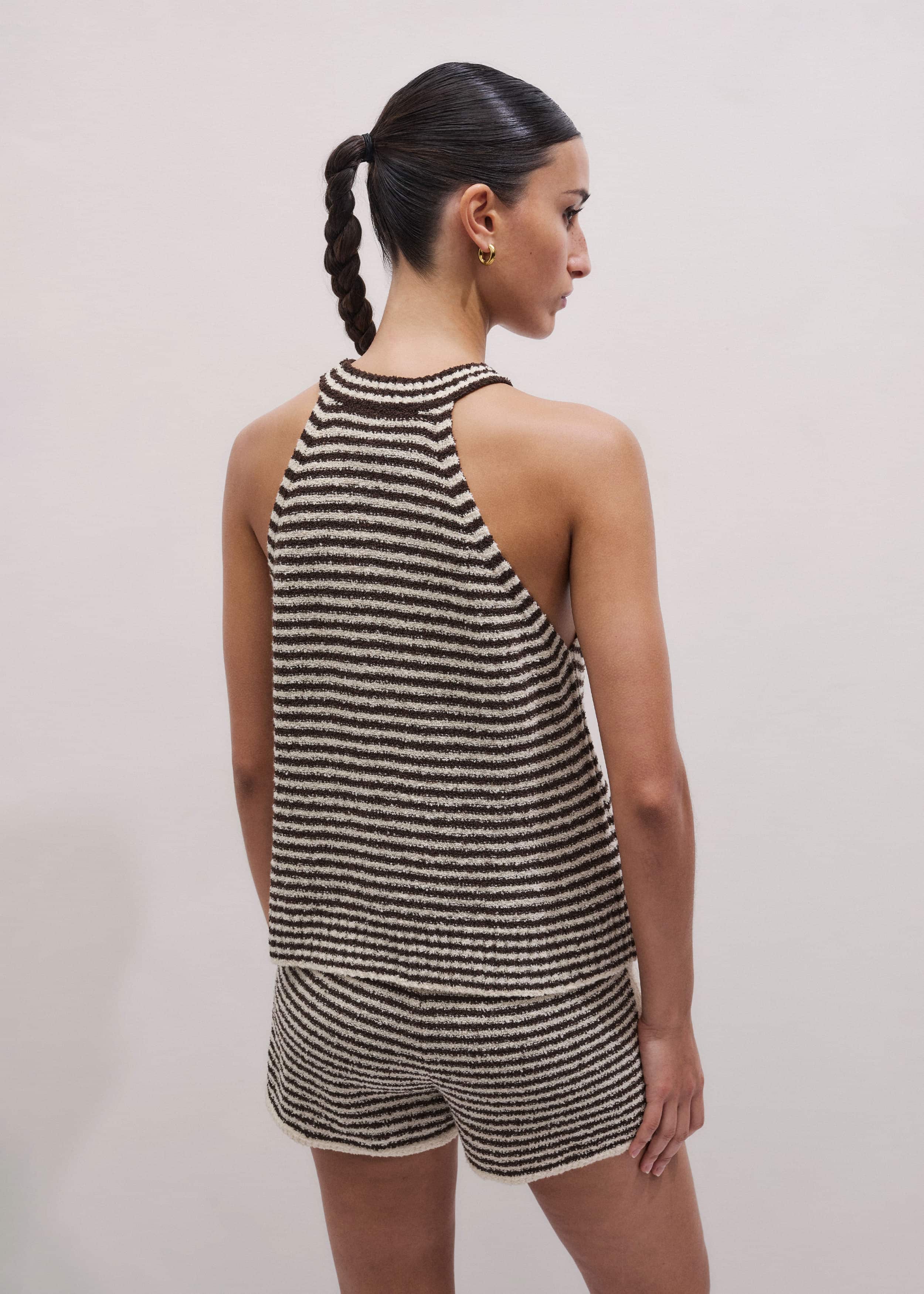 Brown Stripe Halterneck Tank meandem