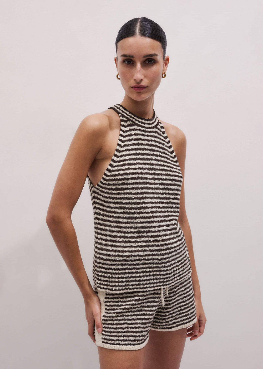 Brown Stripe Halterneck Tank meandem