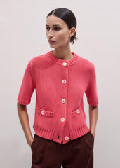 Pink Straight Knit Cardigan meandem