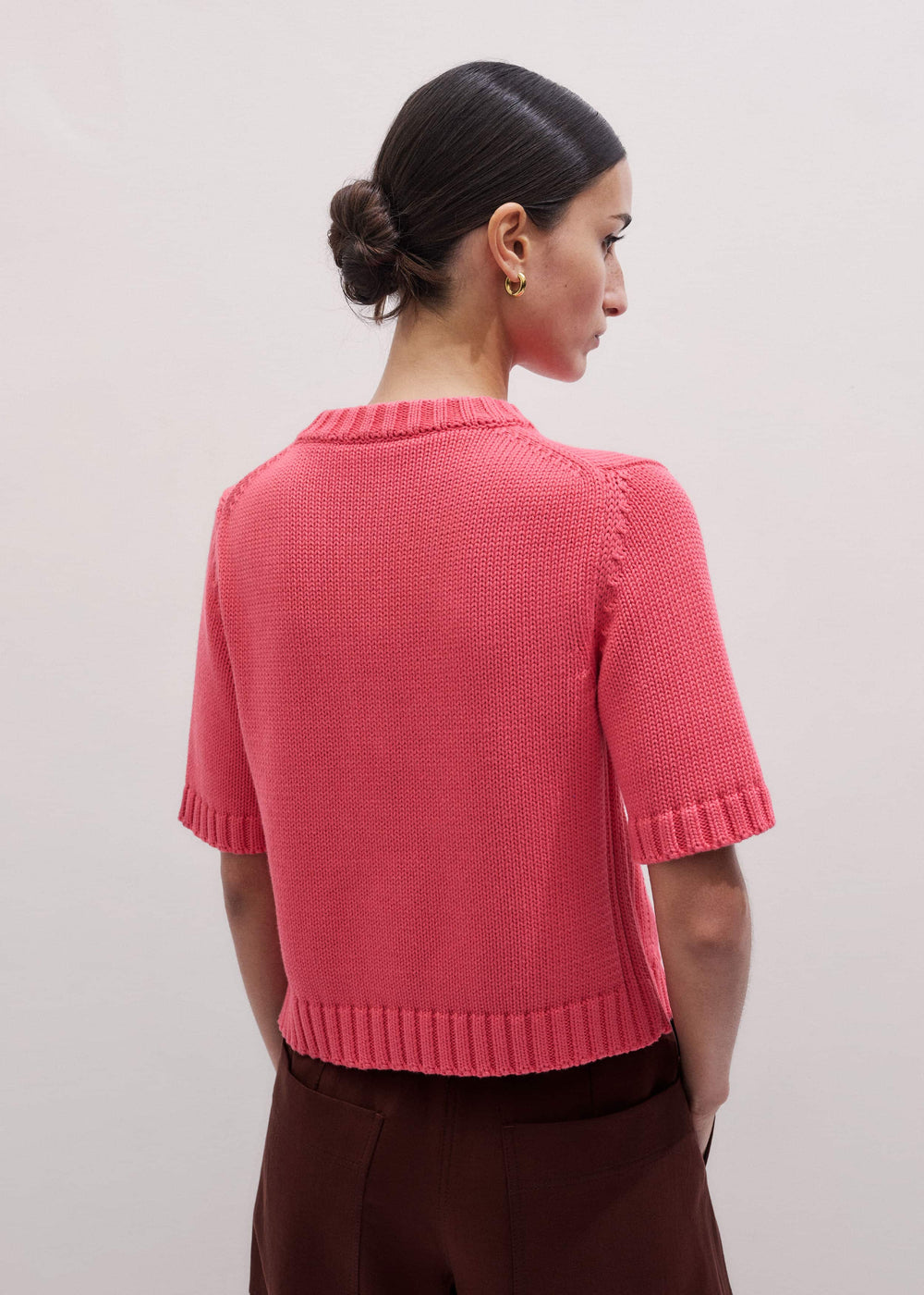 Pink Straight Knit Cardigan meandem