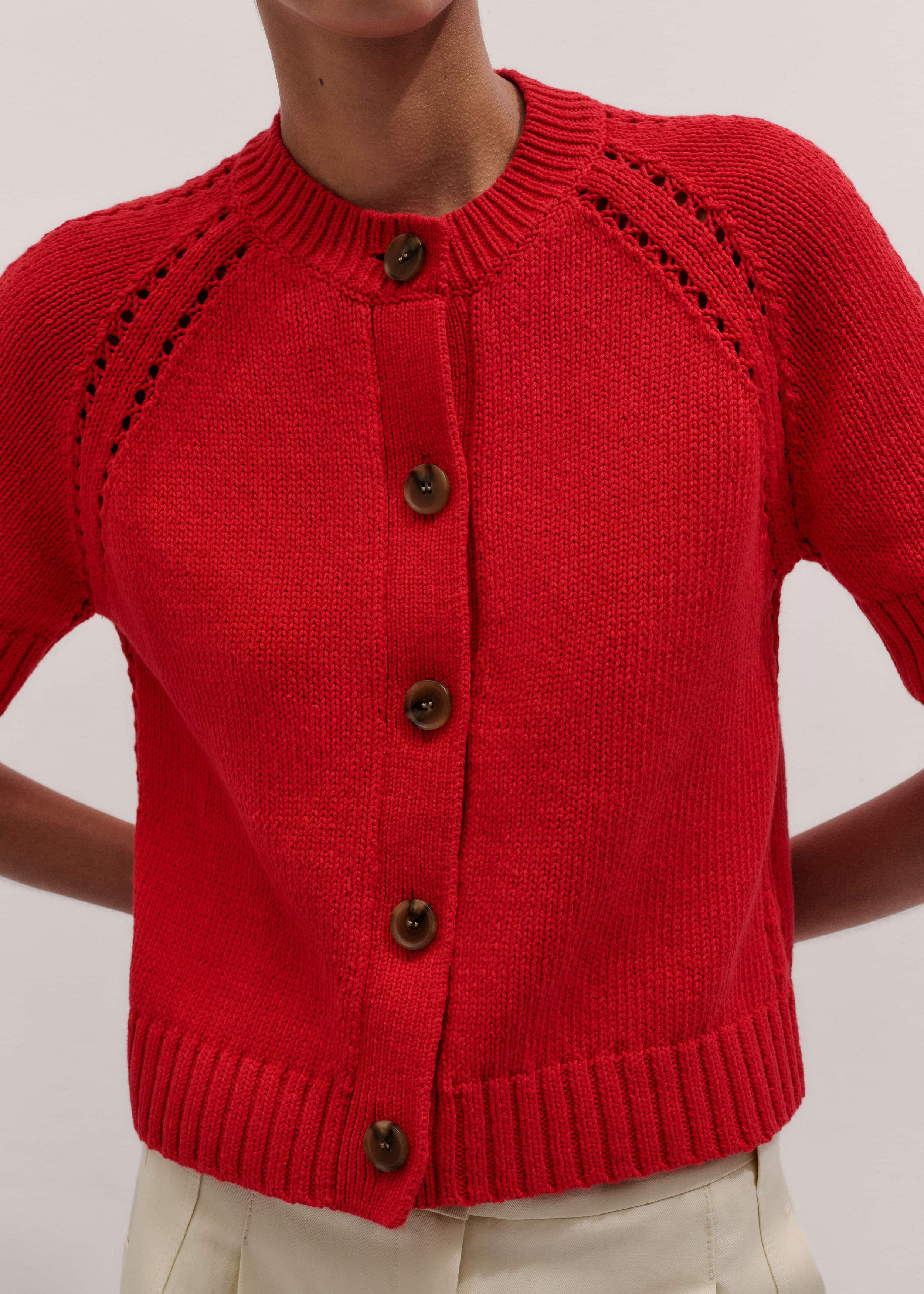 Red Short Sleeve Cardigan meandem