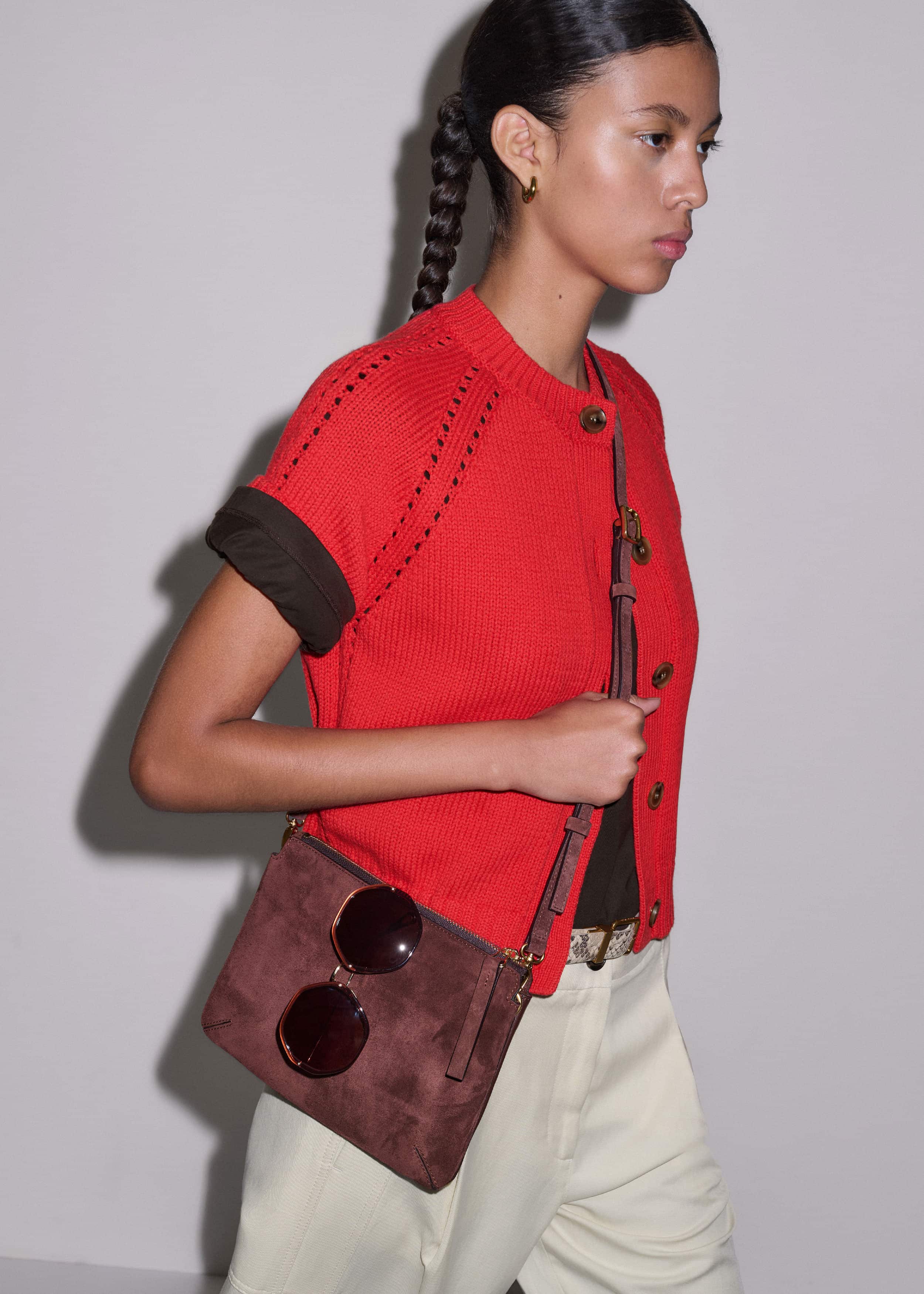 Red Short Sleeve Cardigan meandem