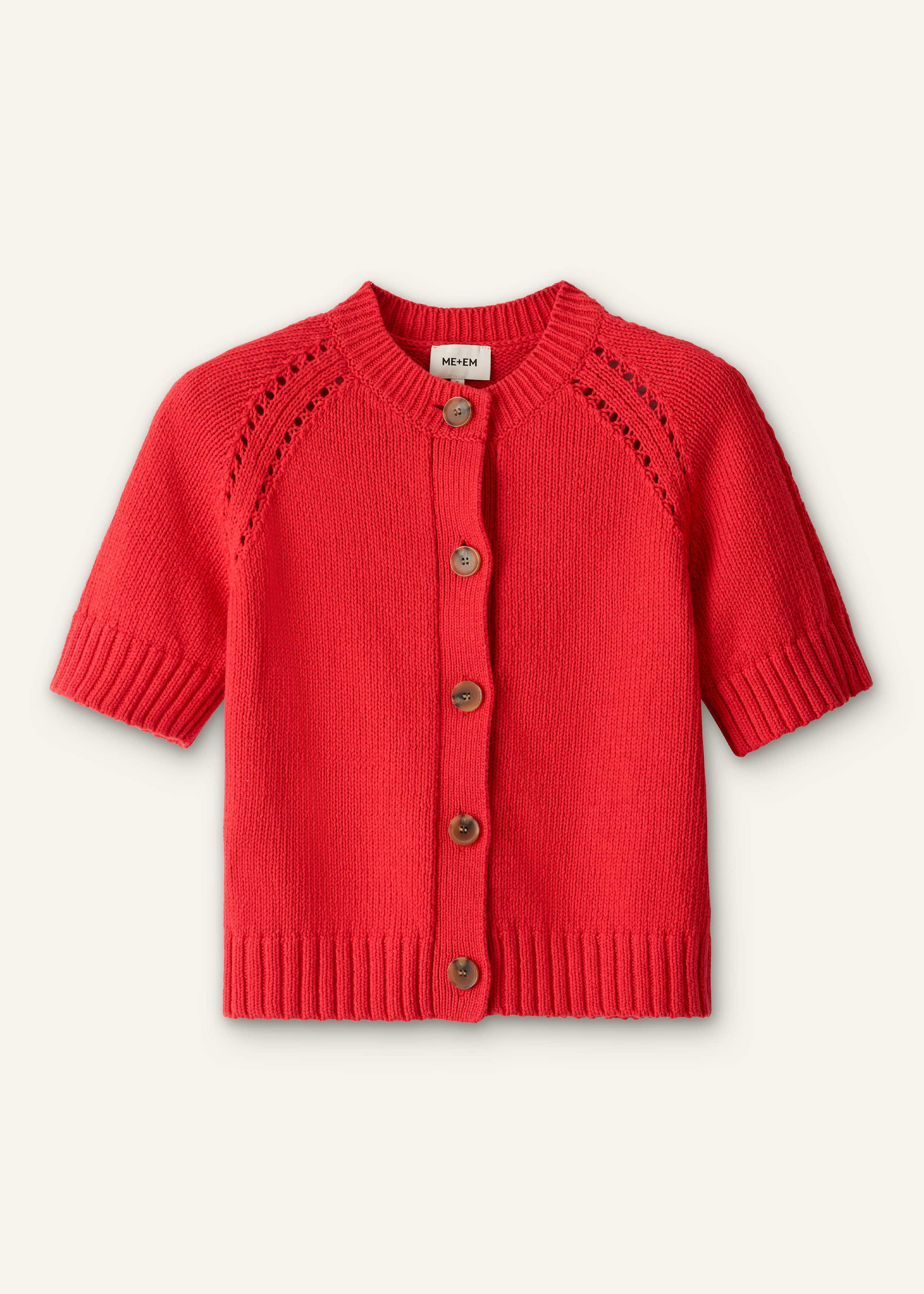 Red Short Sleeve Cardigan meandem