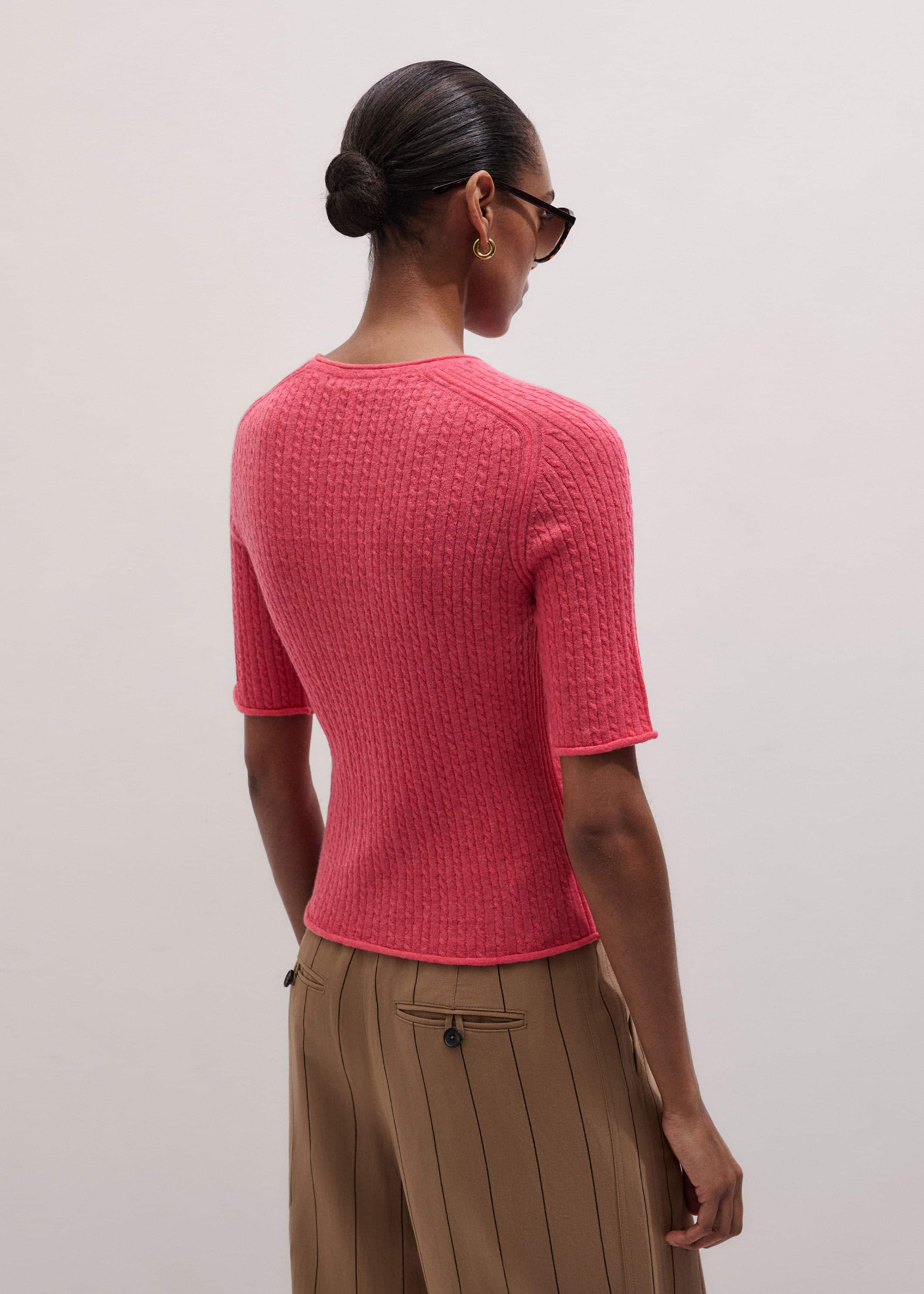 Pink Lofty Cable Slim Tee meandem