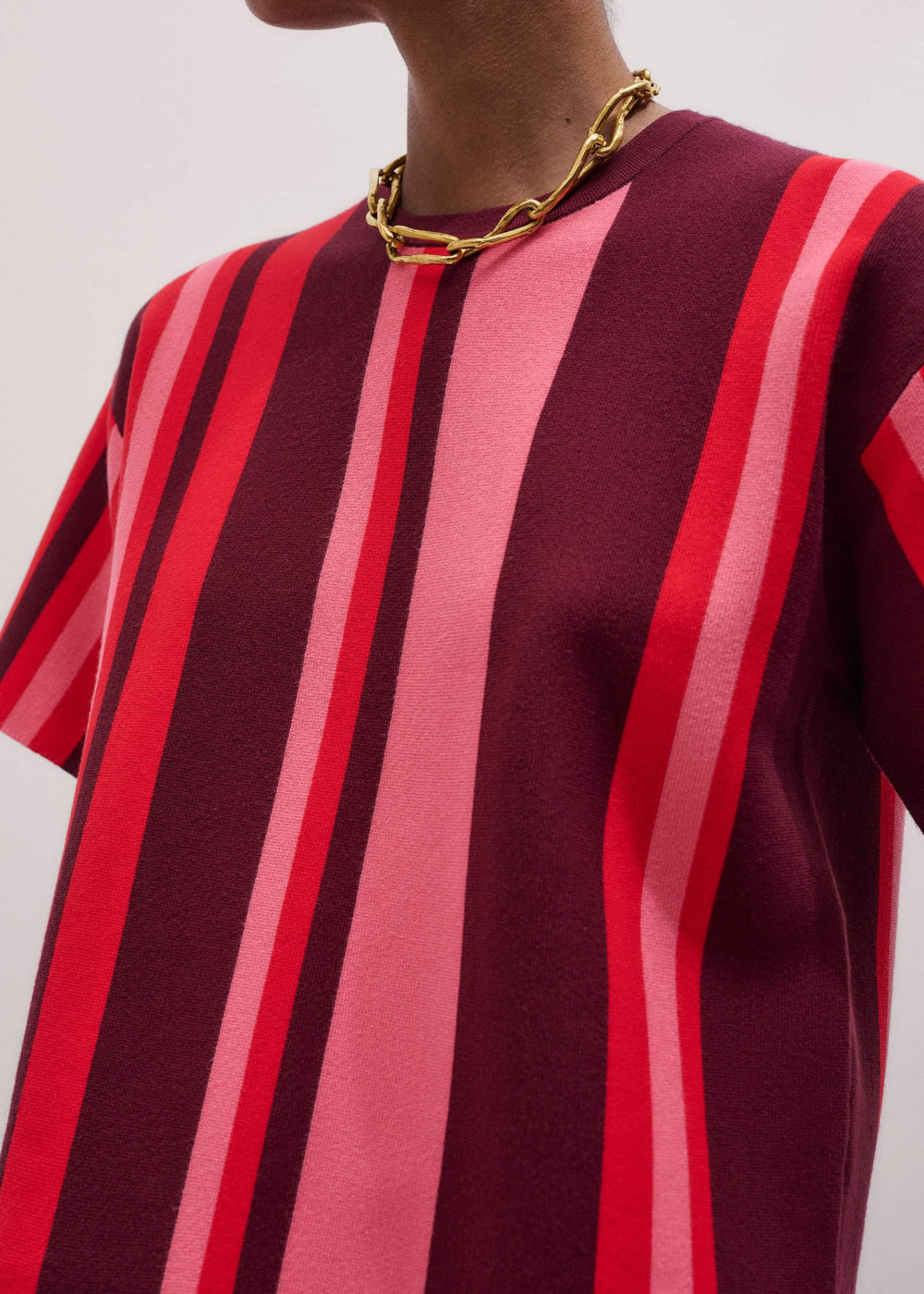 Pink Milano Stripe Relaxed Knit Tee meandem