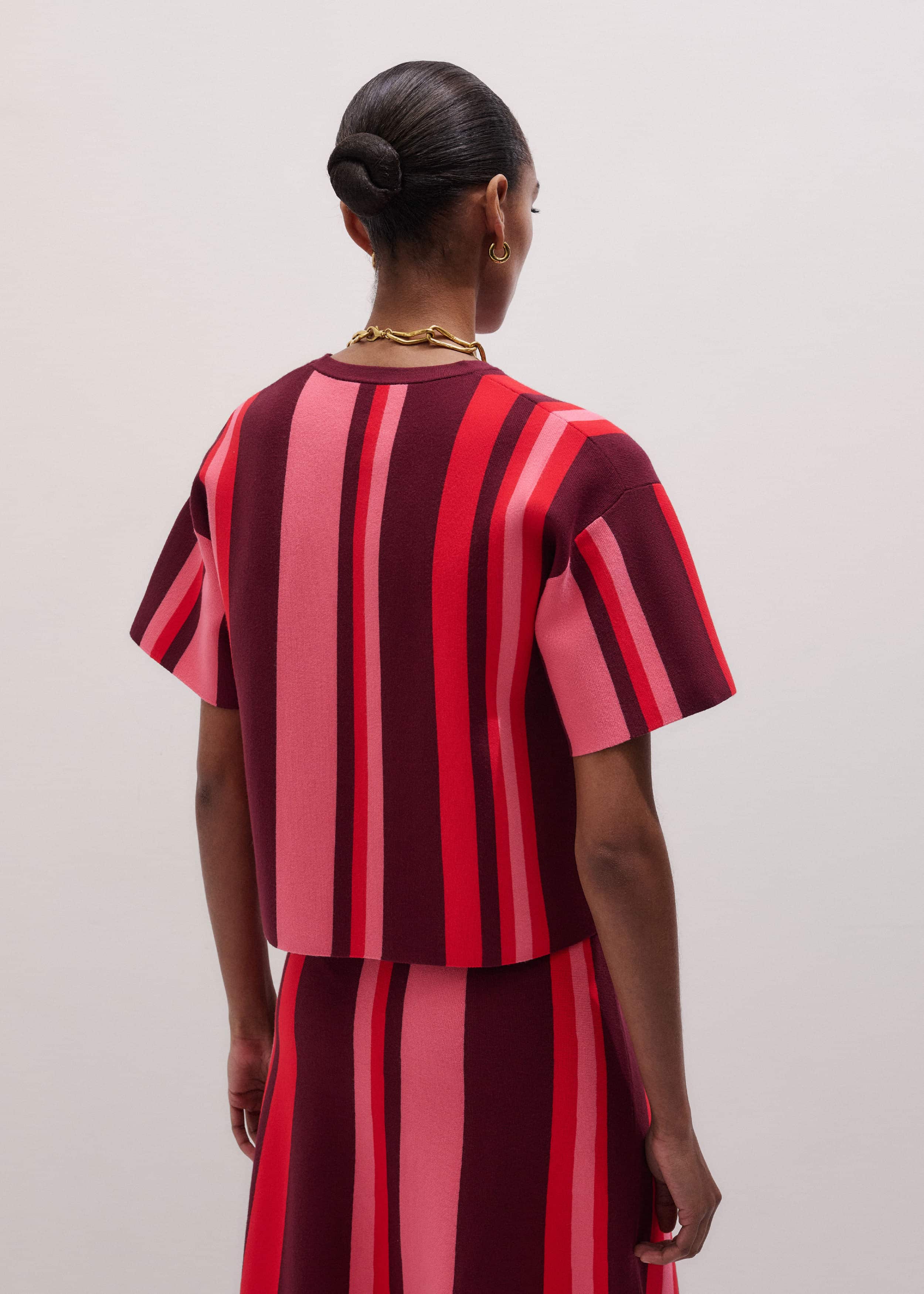 Pink Milano Stripe Relaxed Knit Tee meandem