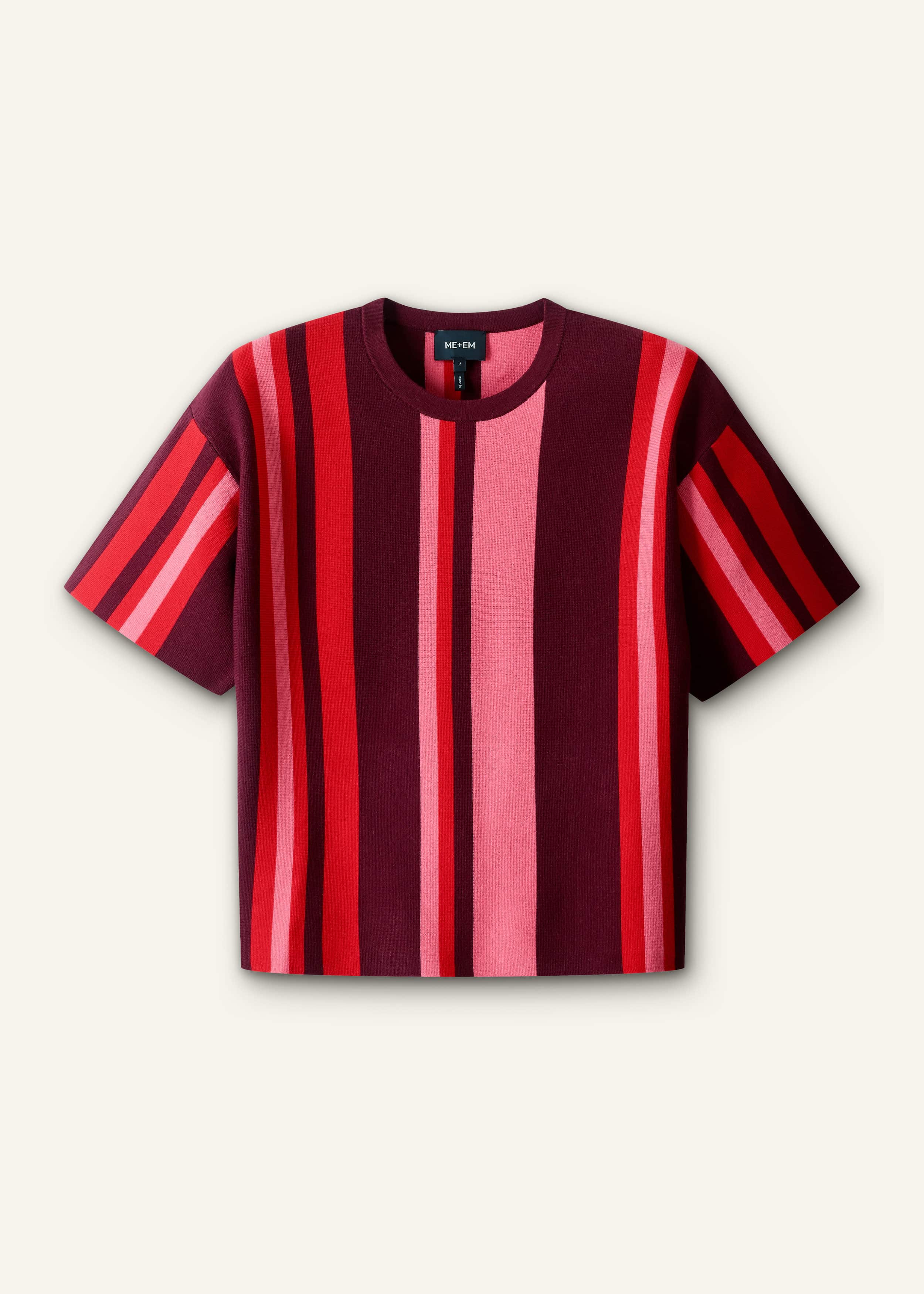 Pink Milano Stripe Relaxed Knit Tee meandem