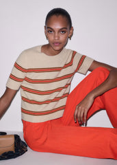 Cream Cashmere Stripe Crop Knit Tee meandem