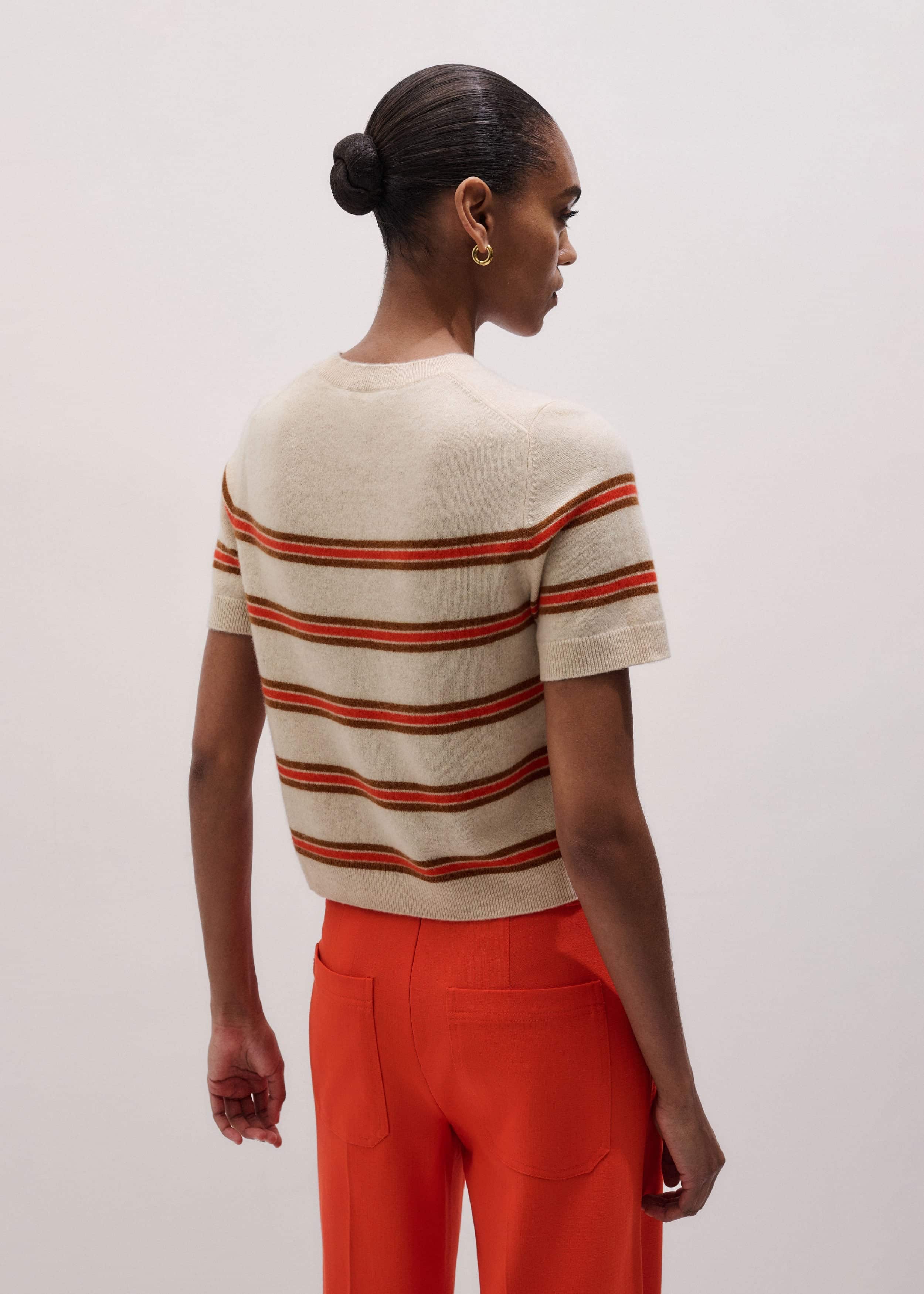 Cream Cashmere Stripe Crop Knit Tee meandem
