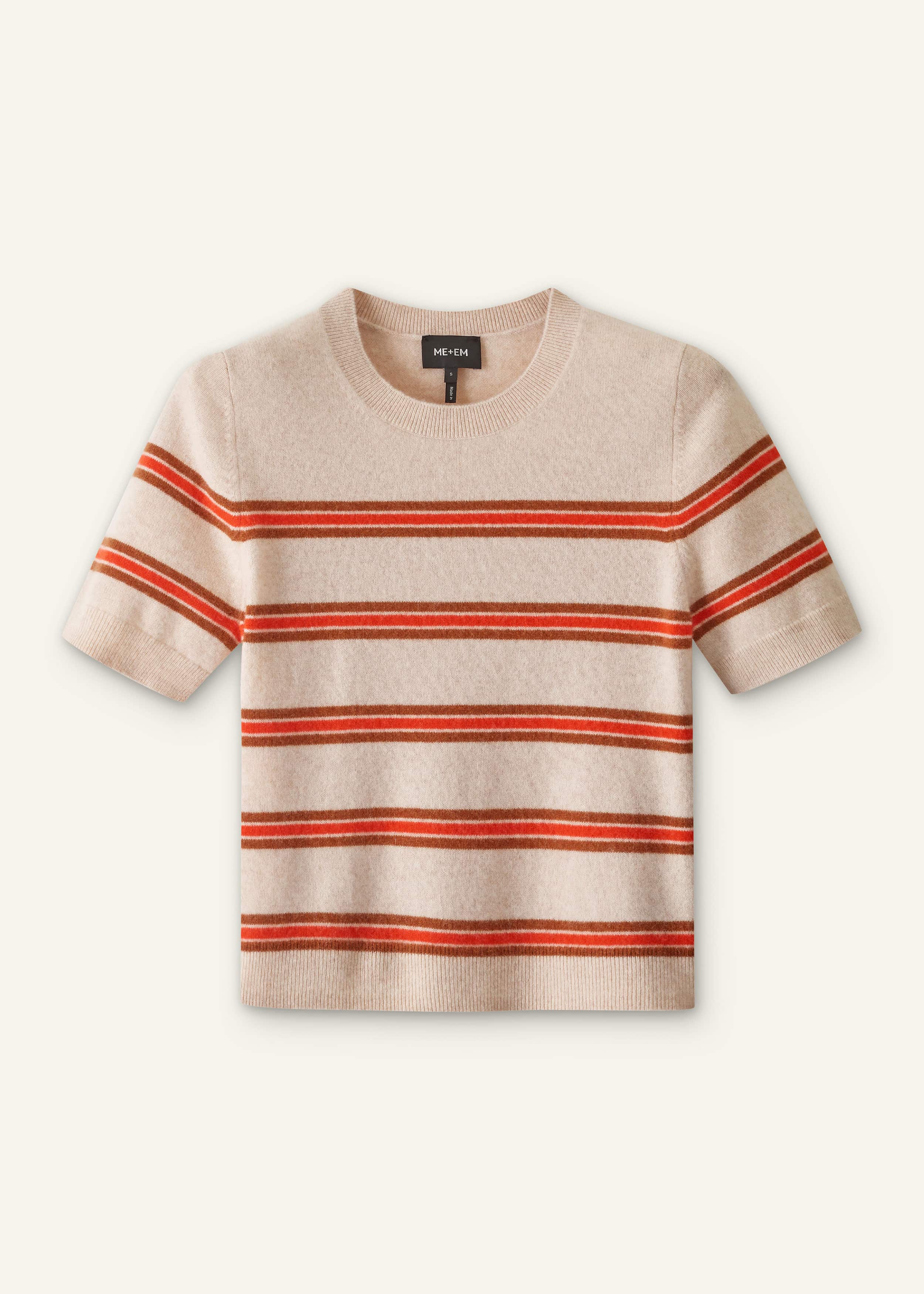 Cream Cashmere Stripe Crop Knit Tee meandem