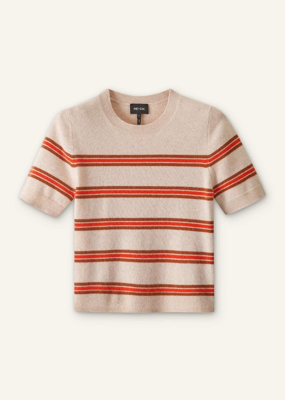 Cream Cashmere Stripe Crop Knit Tee meandem