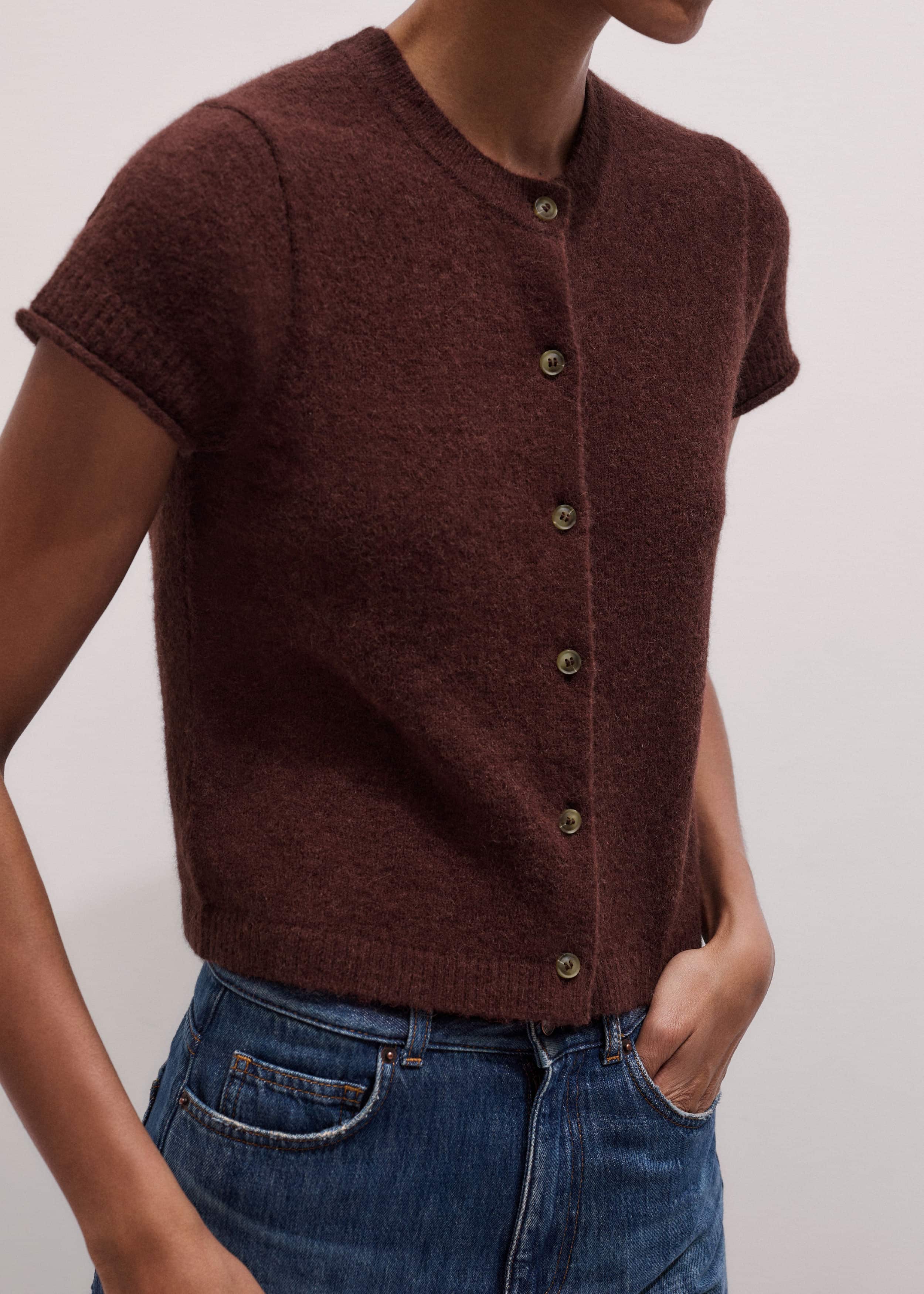 Cinnamon Alpaca Button-Through Knit Baby Tee meandem