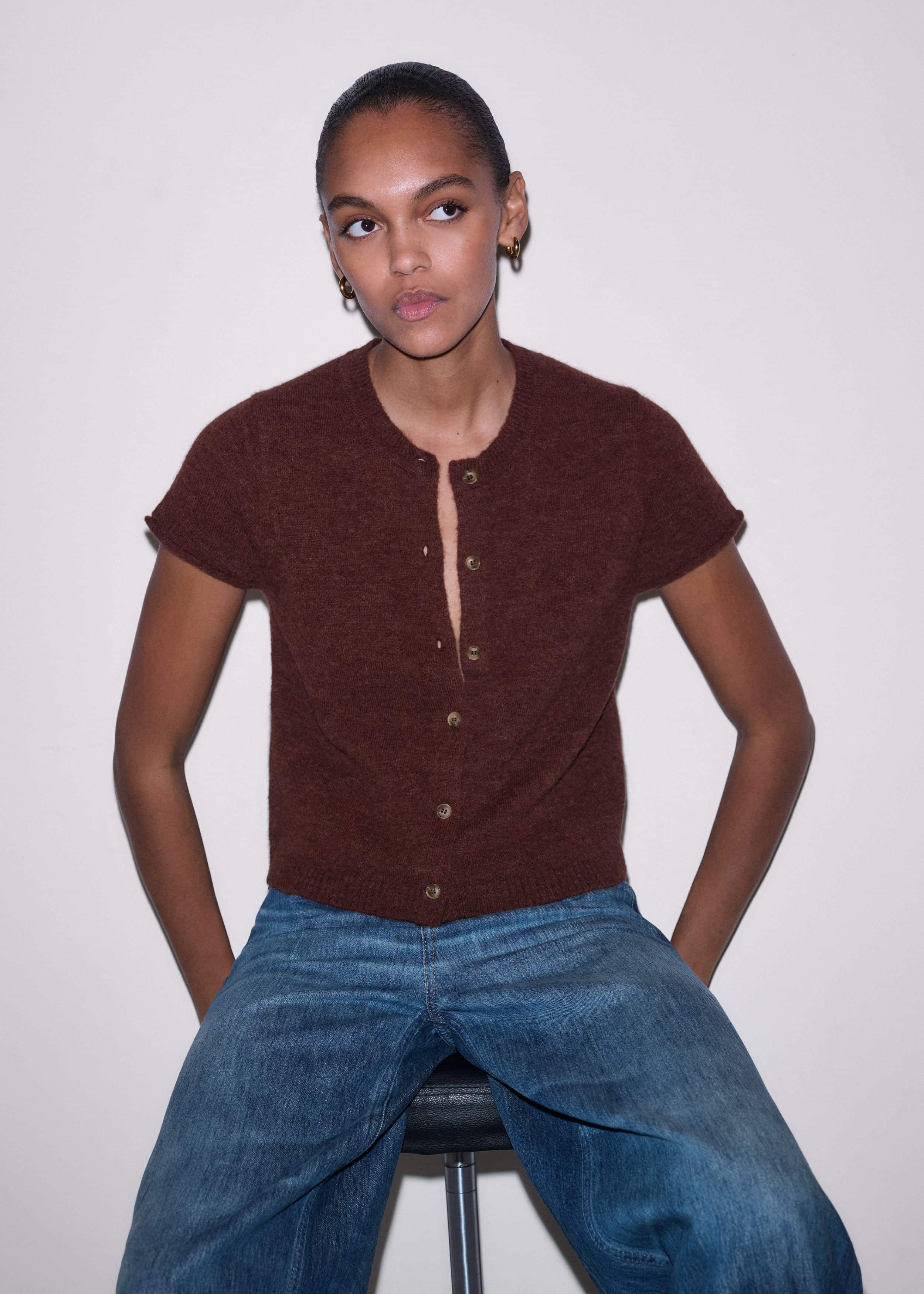 Cinnamon Alpaca Button-Through Knit Baby Tee meandem