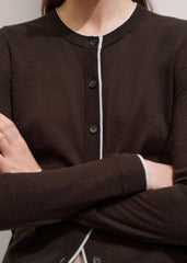 Brown Barely There Contrast Slim Cardigan meandem