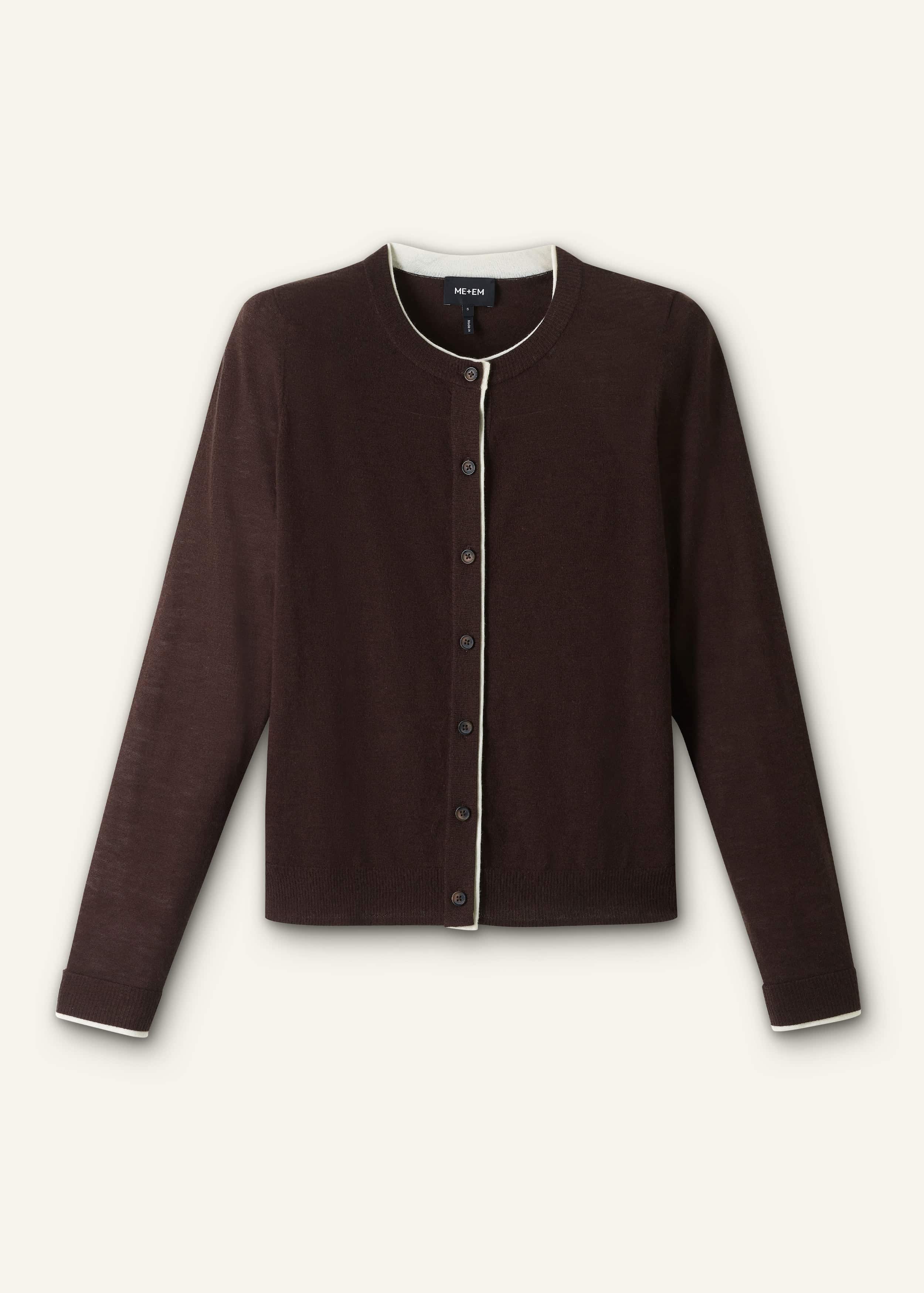 Brown Barely There Contrast Slim Cardigan meandem