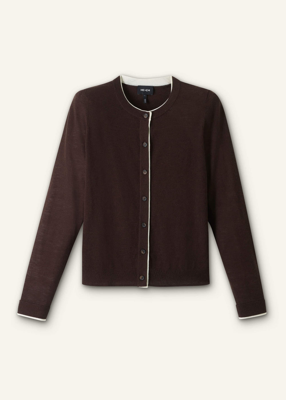Brown Barely There Contrast Slim Cardigan meandem