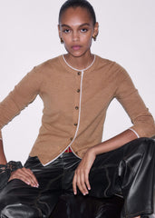 Camel Brown Barely There Contrast Slim Cardigan meandem