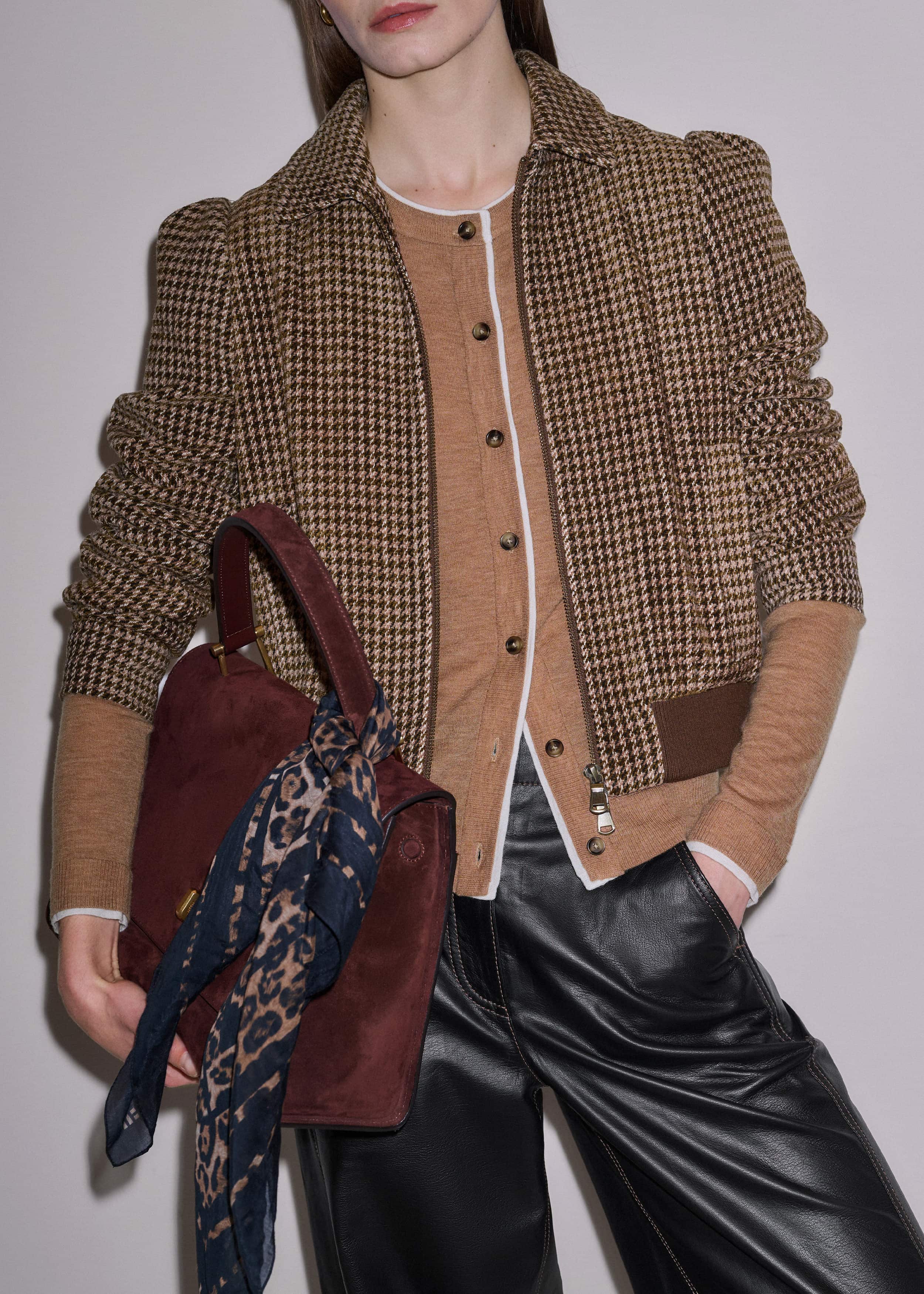 Camel Brown Barely There Contrast Slim Cardigan meandem