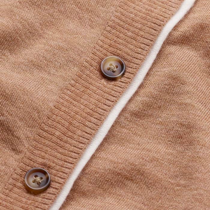 Camel Brown Barely There Contrast Slim Cardigan meandem
