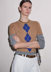 Brown Fine Argyle Slim Tee meandem