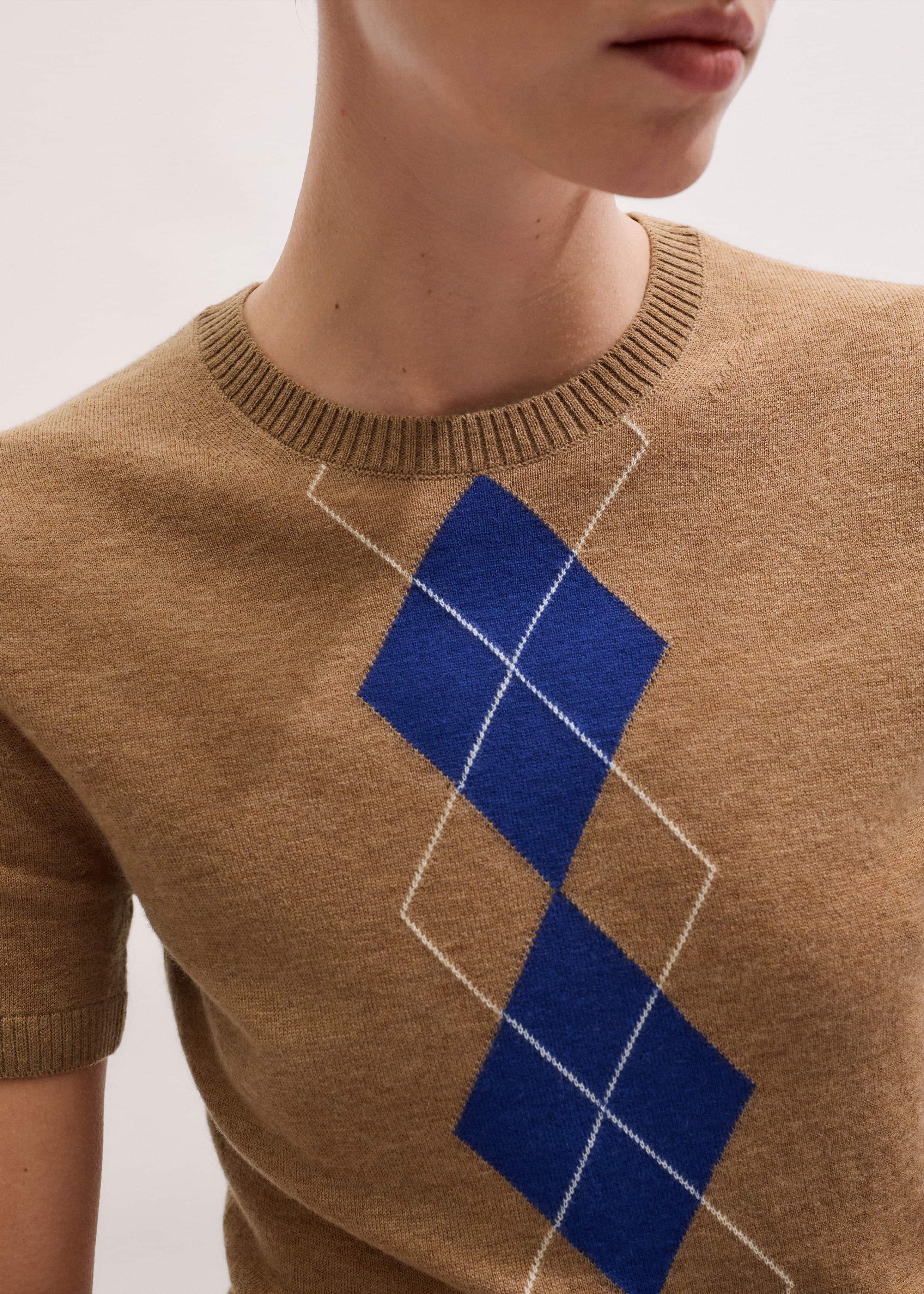Brown Fine Argyle Slim Tee meandem