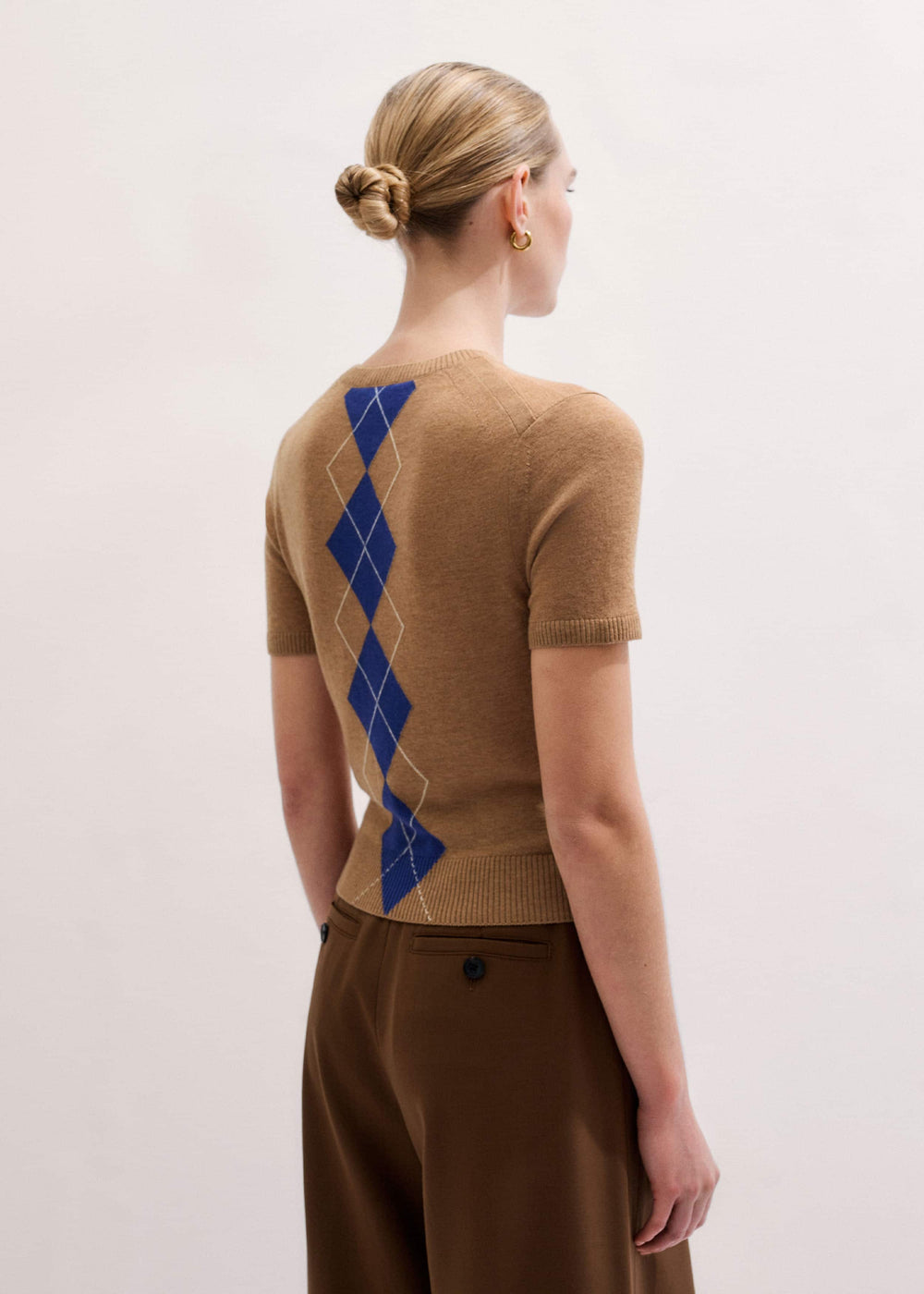 Brown Fine Argyle Slim Tee meandem