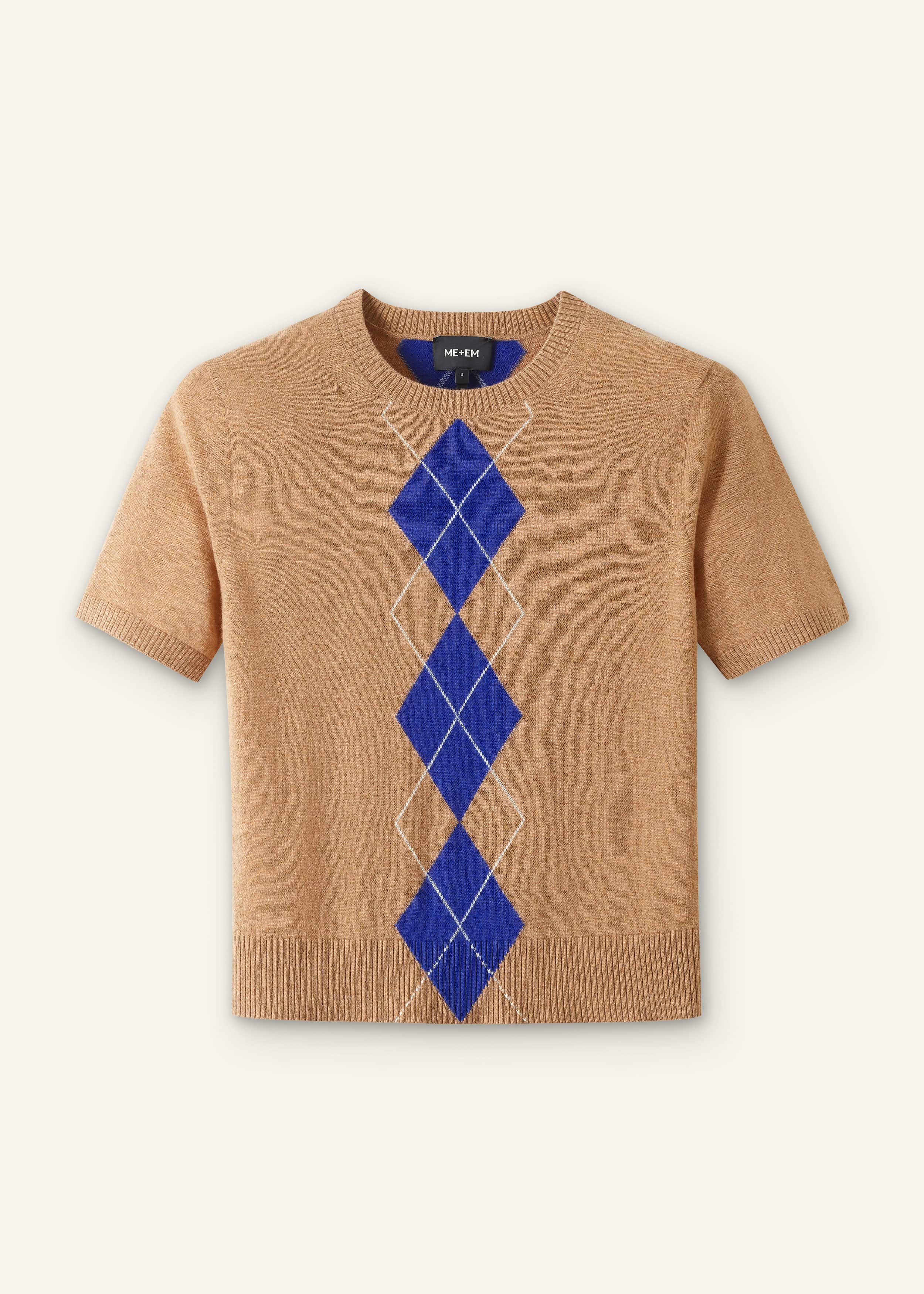 Brown Fine Argyle Slim Tee meandem
