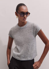 Gray Merino Cashmere Silk Straight Baby Tee meandem
