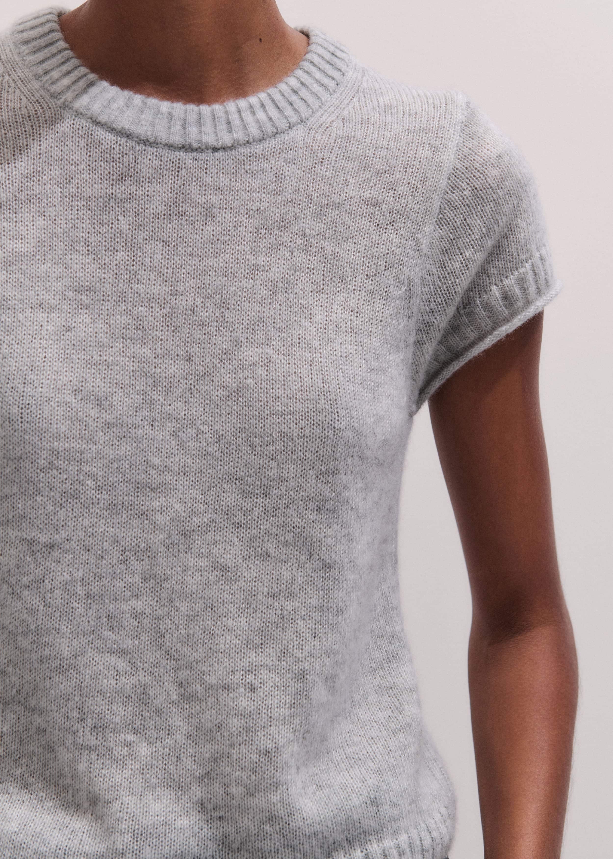 Gray Merino Cashmere Silk Straight Baby Tee meandem