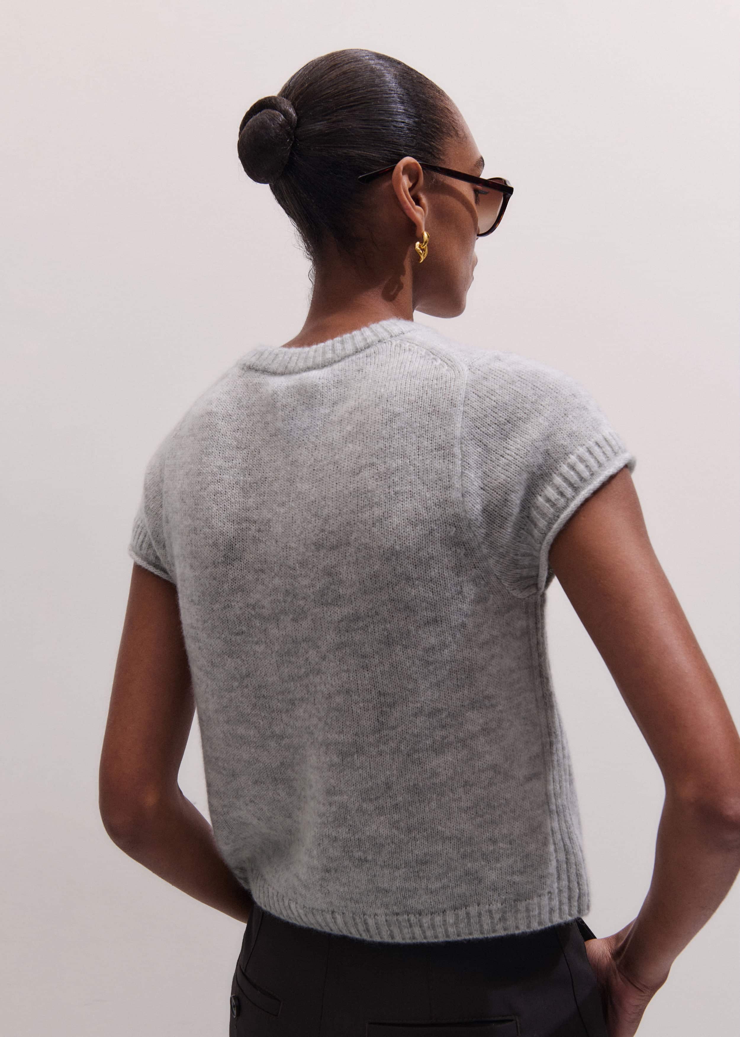 Gray Merino Cashmere Silk Straight Baby Tee meandem