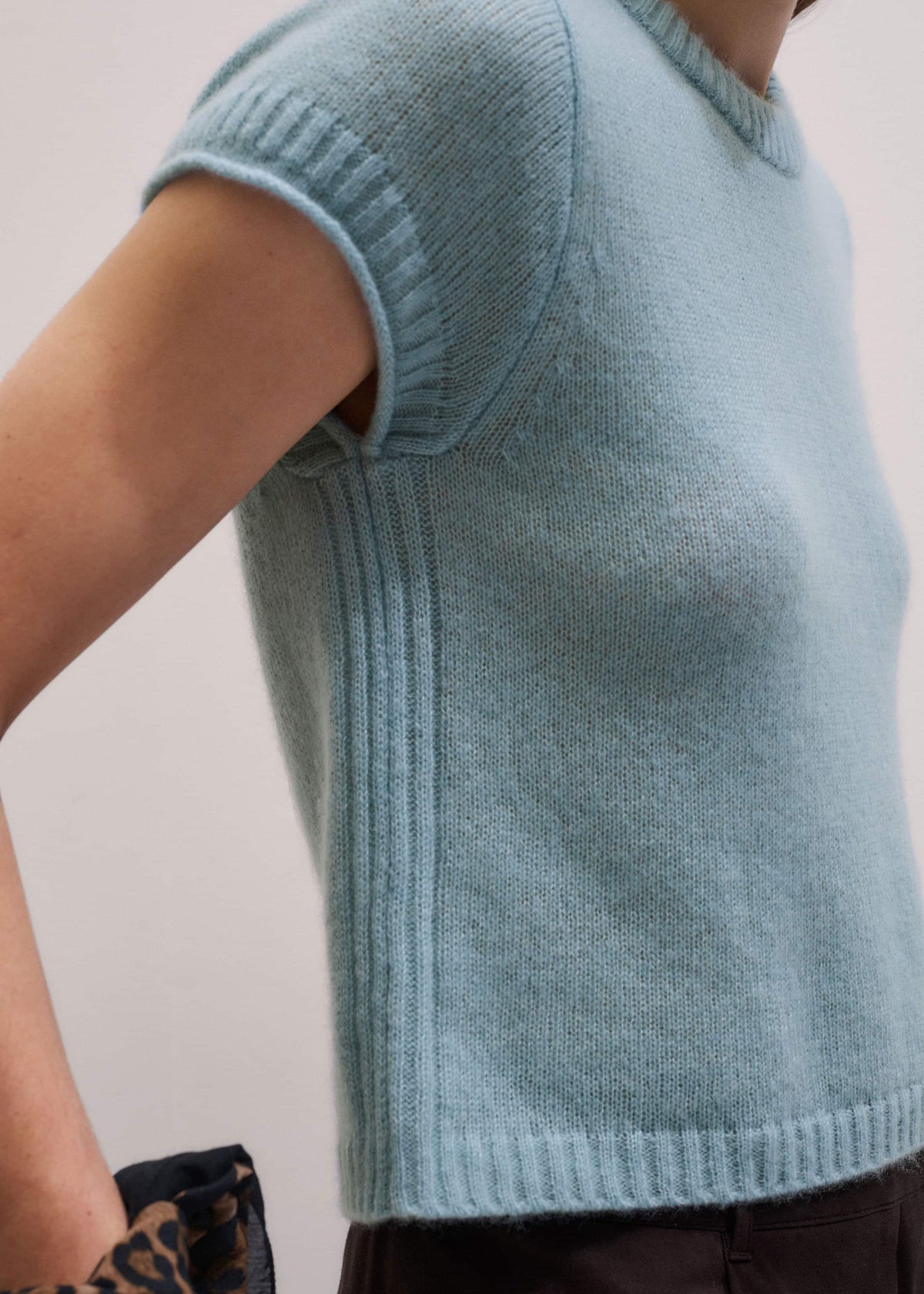 Blue Merino Cashmere Silk Straight Baby Tee meandem
