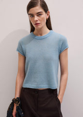 Blue Merino Cashmere Silk Straight Baby Tee meandem