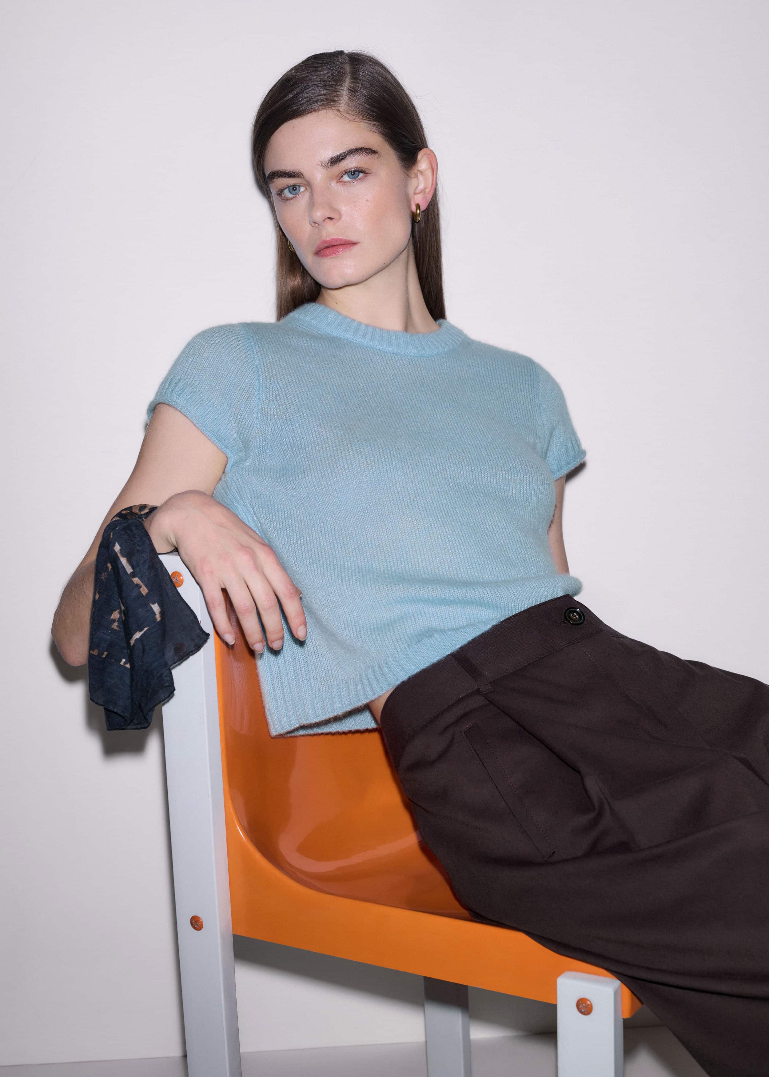 Blue Merino Cashmere Silk Straight Baby Tee meandem